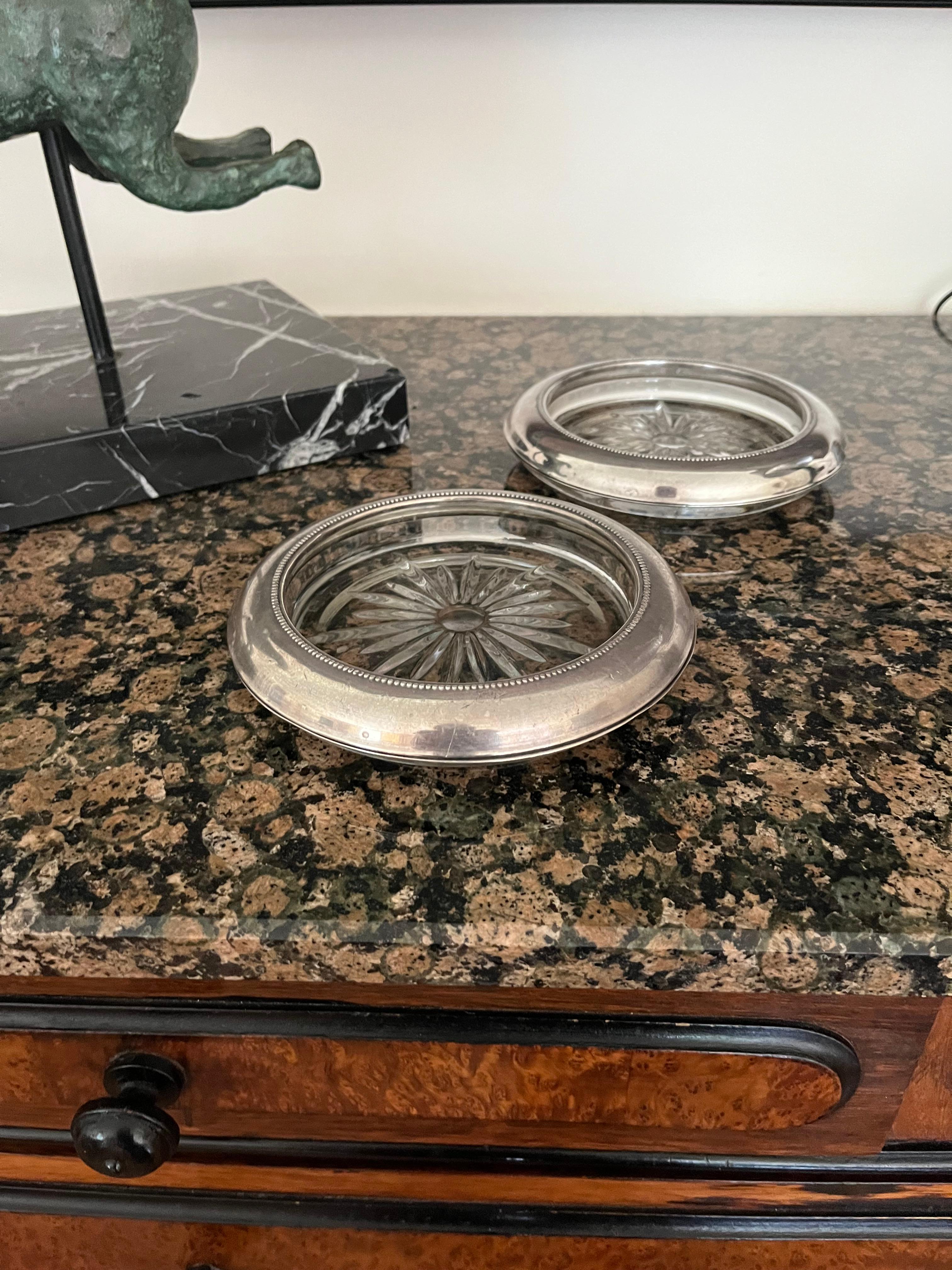 Pair of Frank M Whiting silver coasters For Sale 2