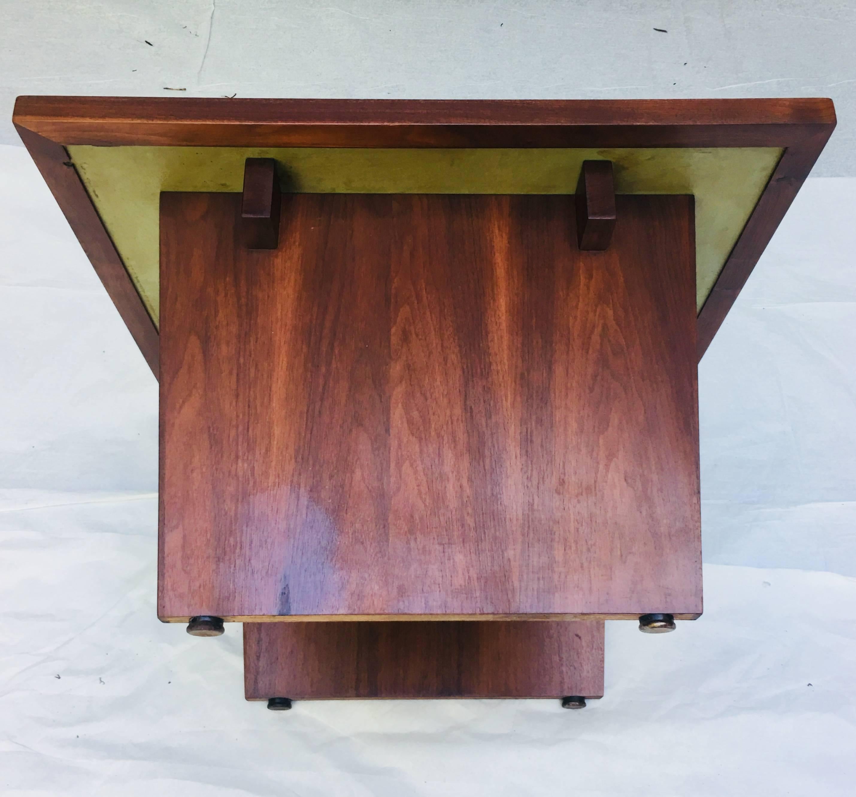 Mid-20th Century End tables by Frank Rohloff, Walnut with Black inset, California 1960s