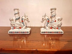 Pair of Franklin Mint Imperial Dragon Candle Porcelain Holders