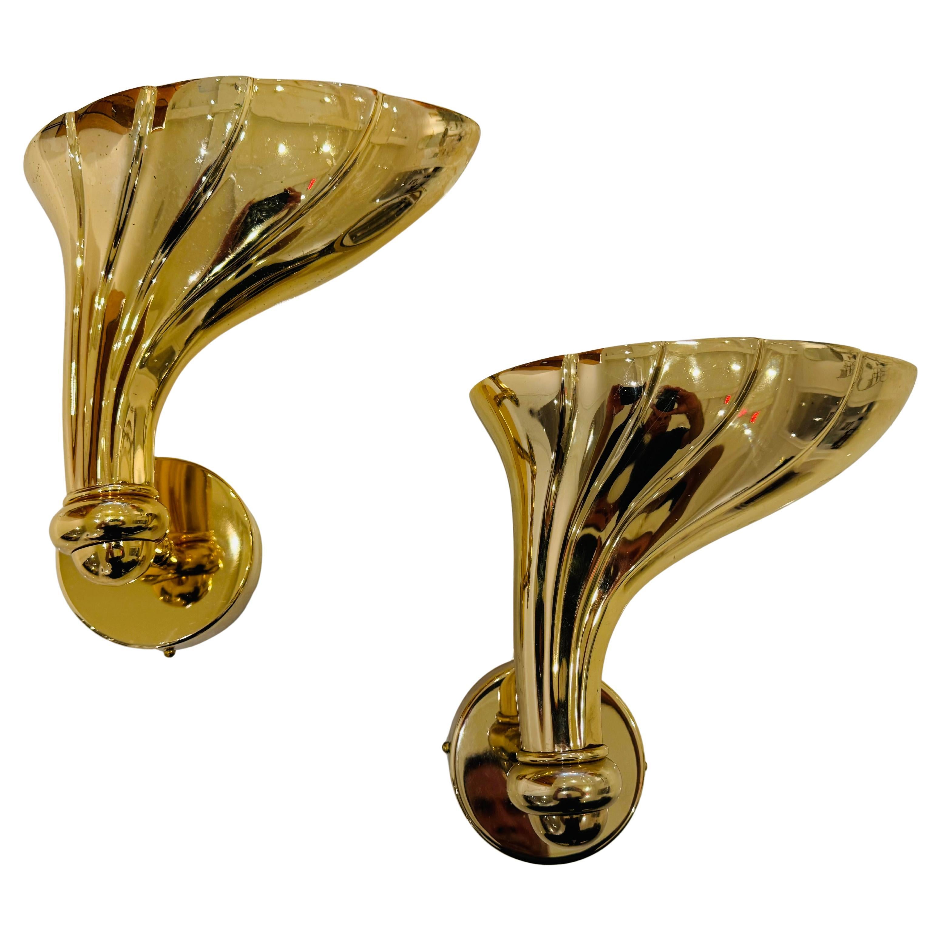 Paar italienische Wandleuchten aus polierter Bronze von Fratelli Martini, 1980
