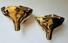Pair of Fratelli Martini Bronze Floral Italian 1980s Wall Lamps (5)
