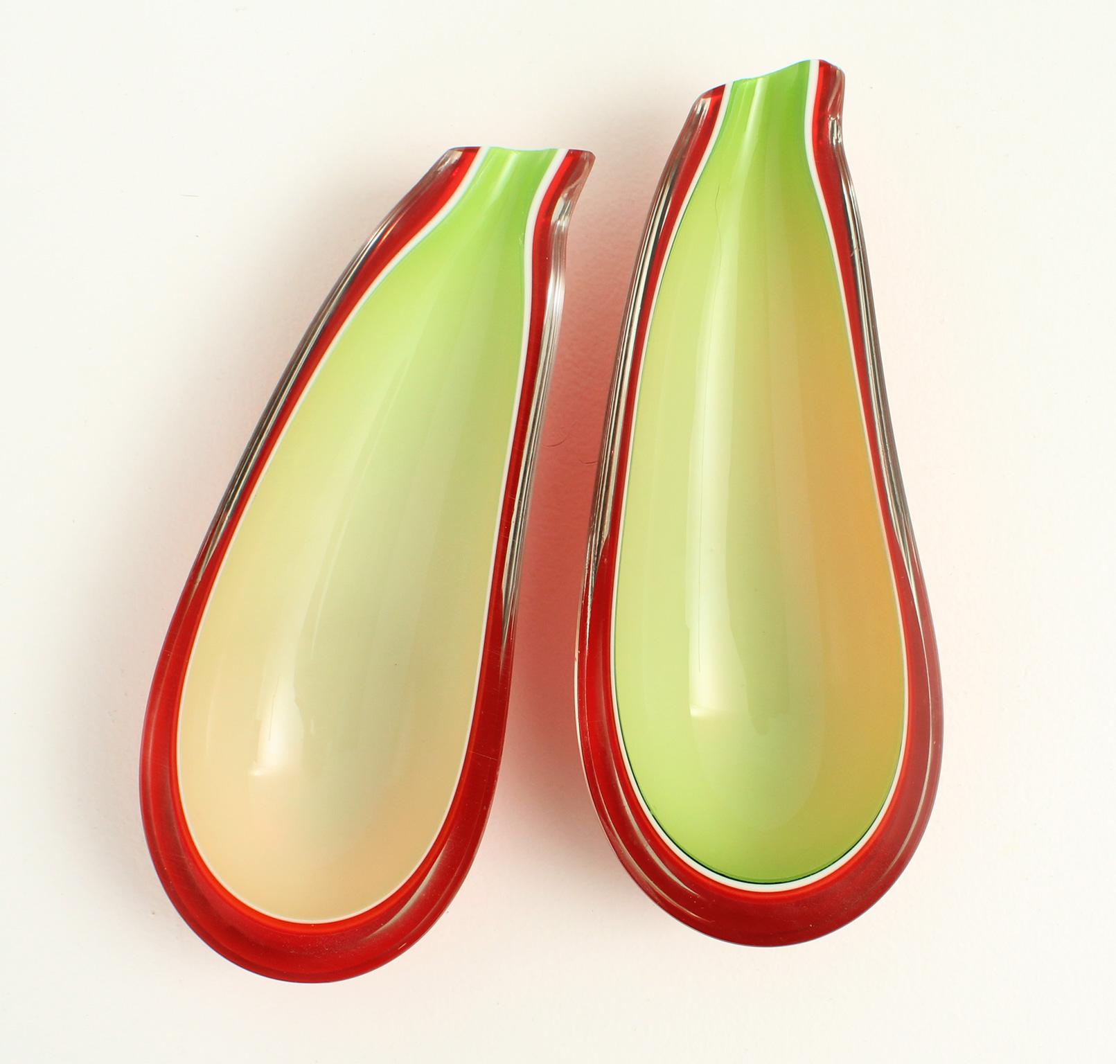 Glass Pair of Fratelli Toso Eggplant Bowls, 1950's For Sale