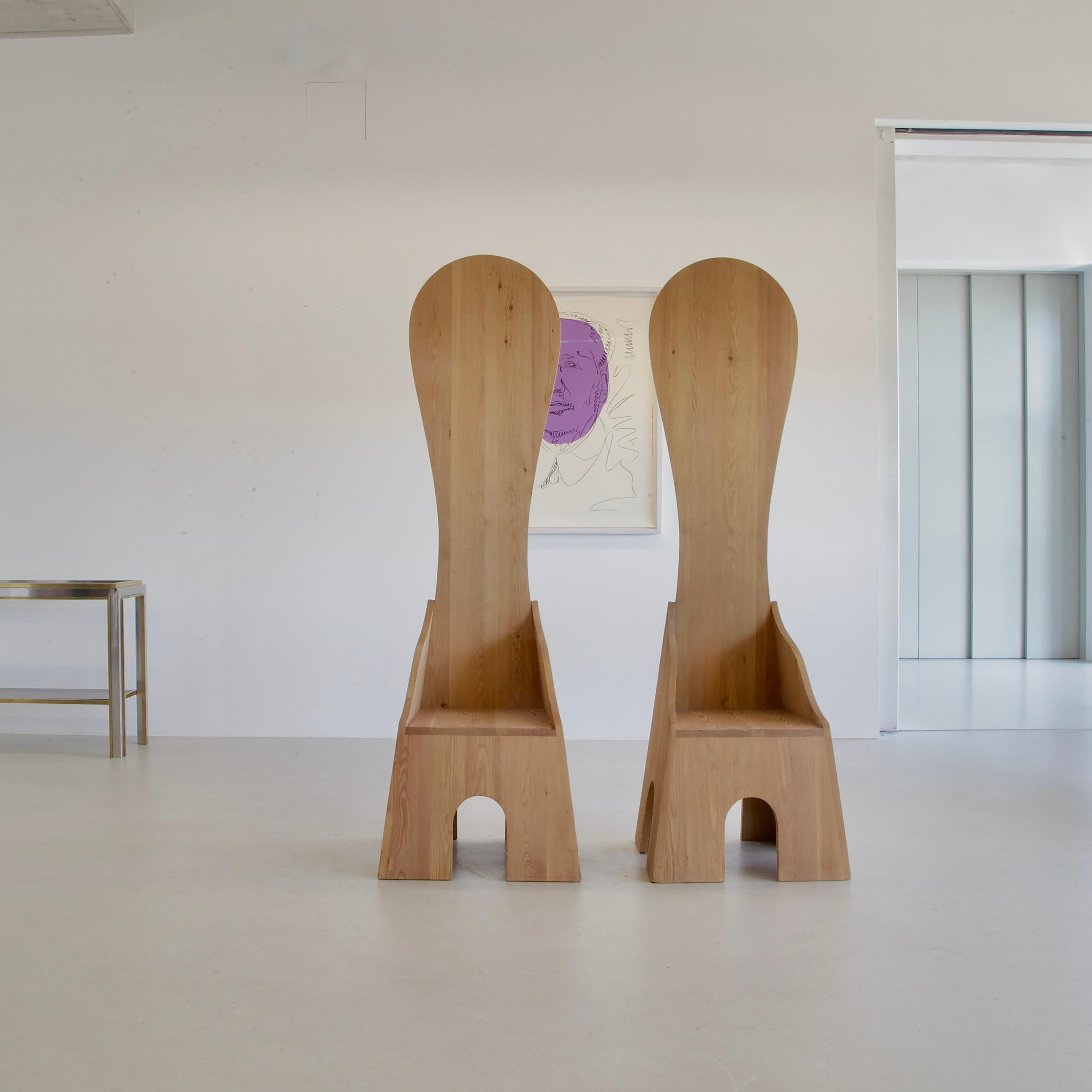 Wood PAIR of 'Fratina' Chairs by Mario CEROLI, 1972 SIGNED