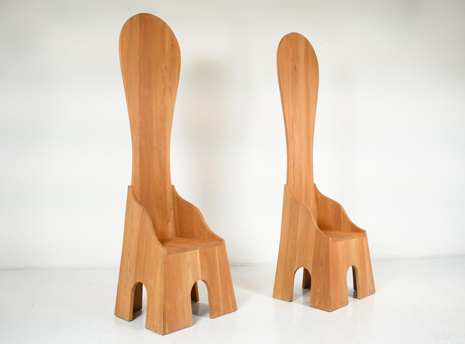 Mid-Century Modern Pair of Fratina chairs by Mario Ceroli for Mobili Nella Valle for Poltronova