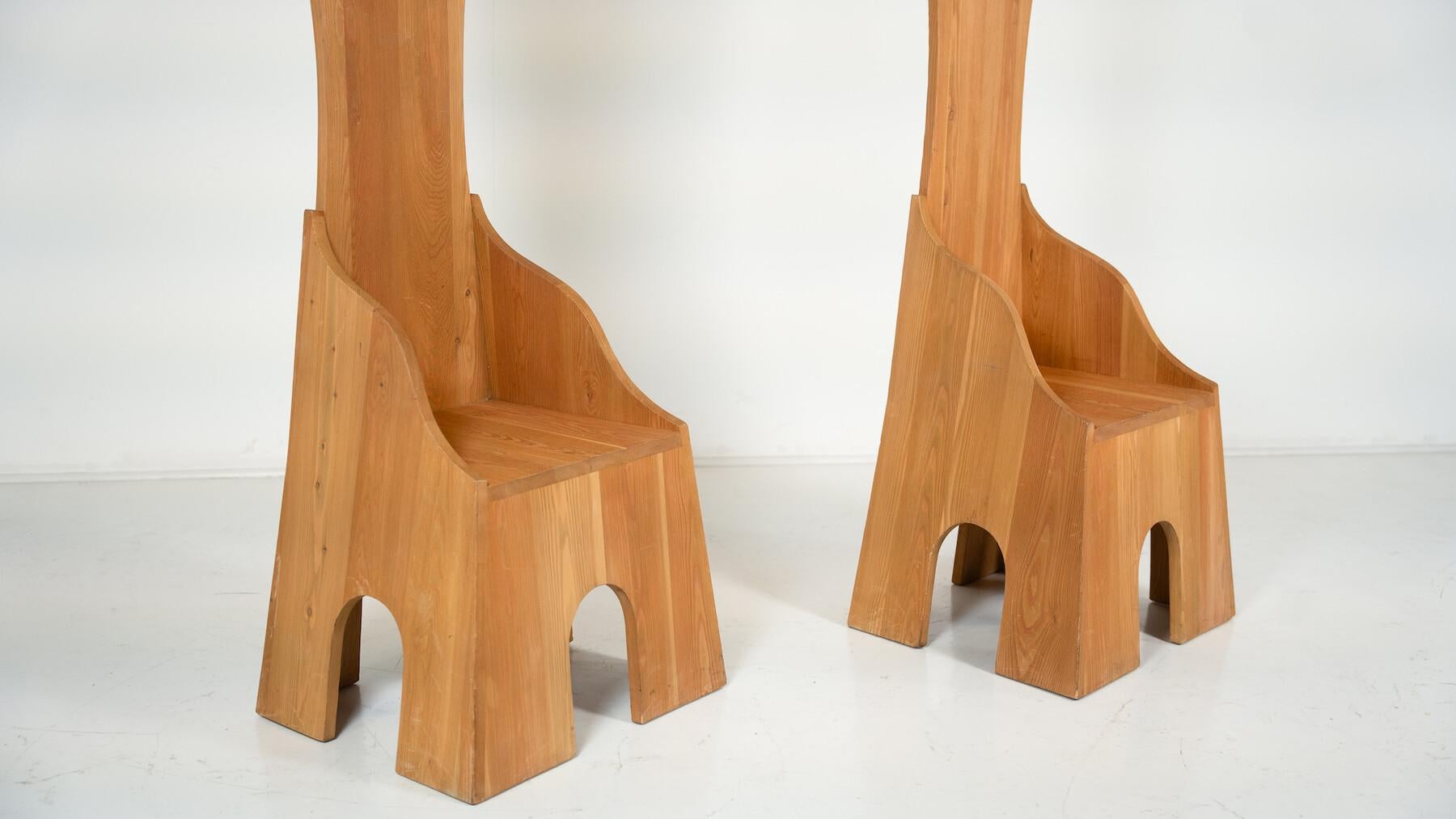 Italian Pair of Fratina chairs by Mario Ceroli for Mobili Nella Valle for Poltronova