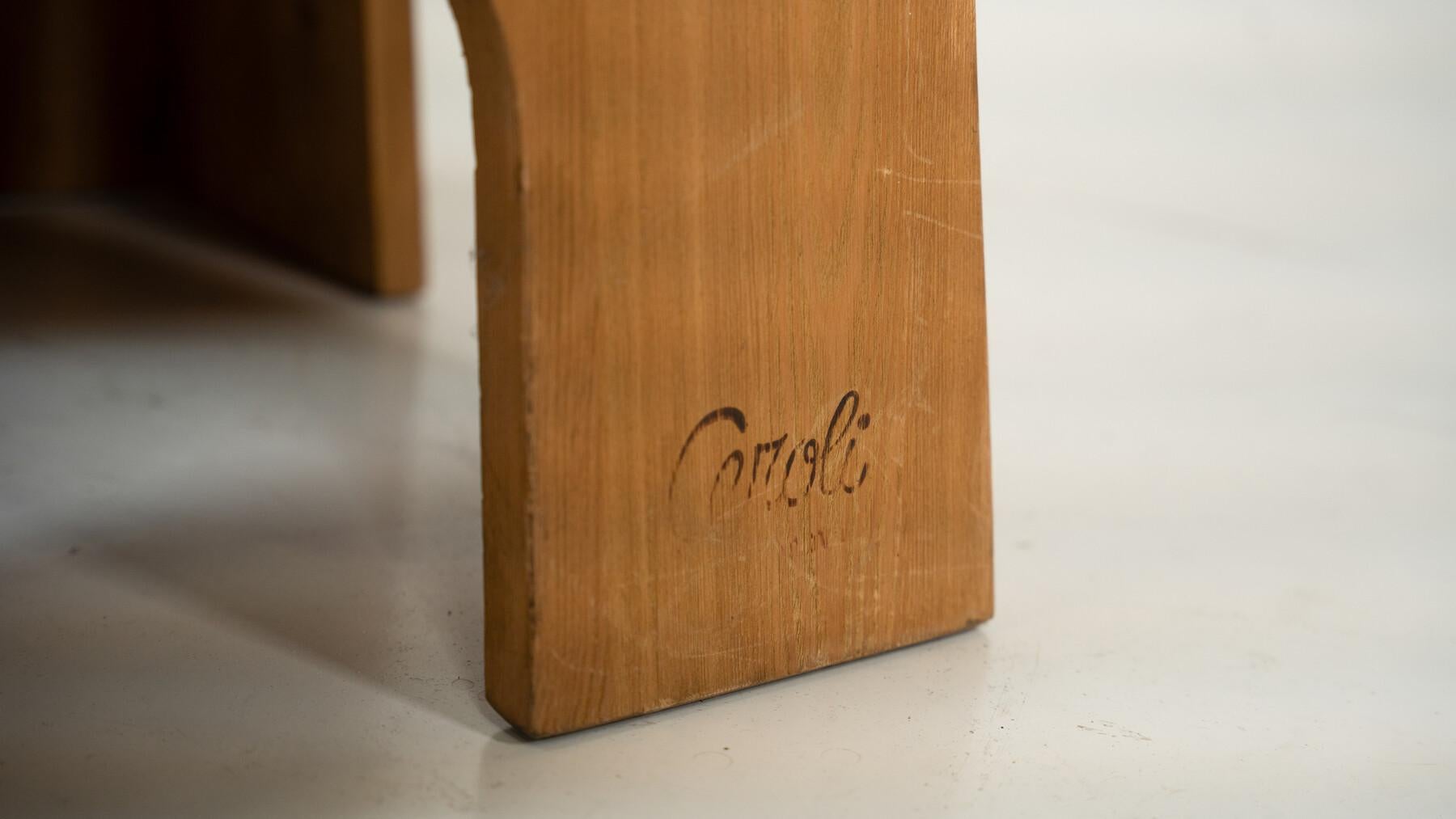 Wood Pair of Fratina chairs by Mario Ceroli for Mobili Nella Valle for Poltronova
