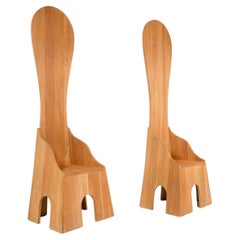Pair of Fratina chairs by Mario Ceroli for Mobili Nella Valle for Poltronova