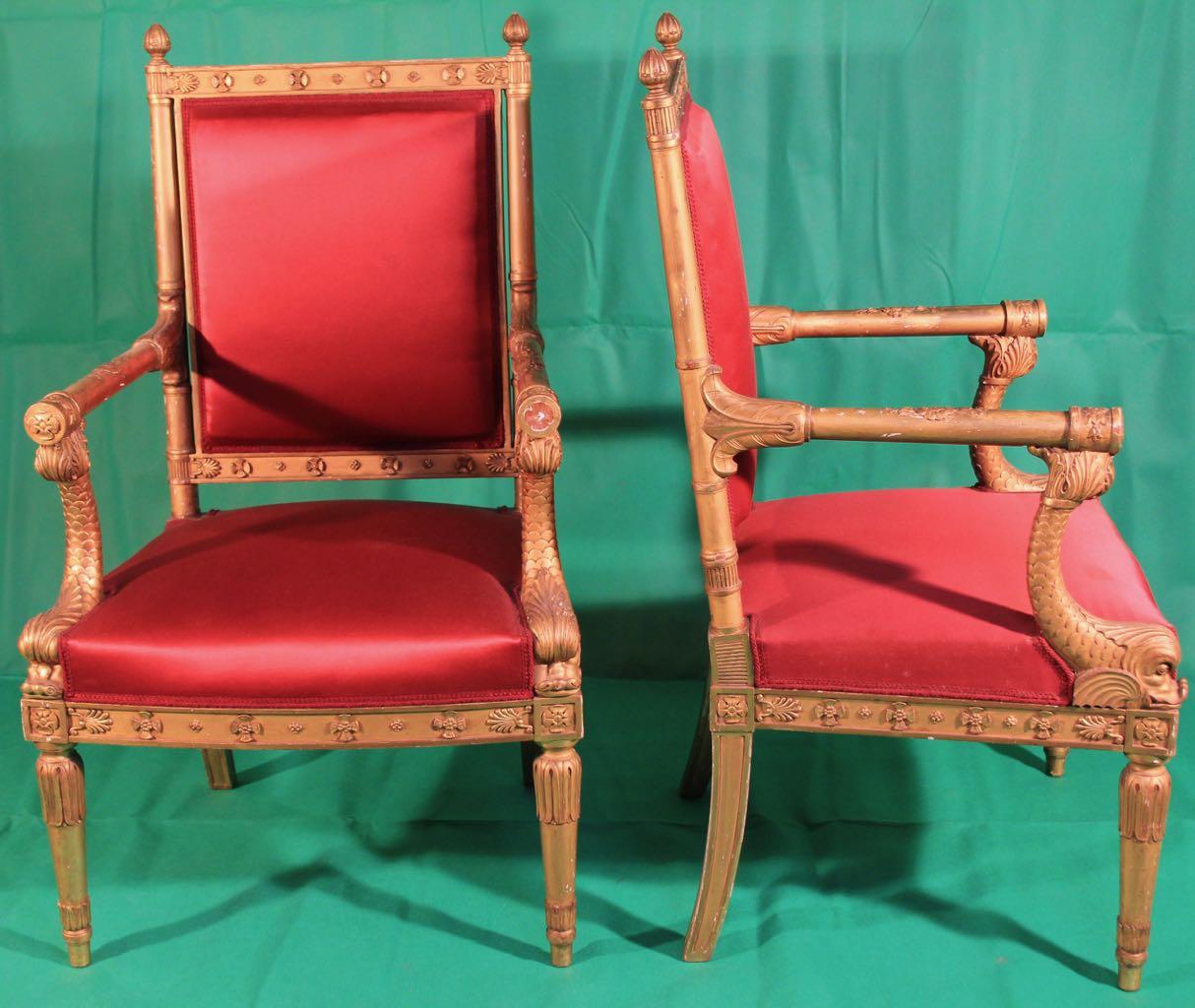 Late 19th Century 19th Century Napoleon III Giltwood French Pair of  Armchairs by Frederic Quignon For Sale