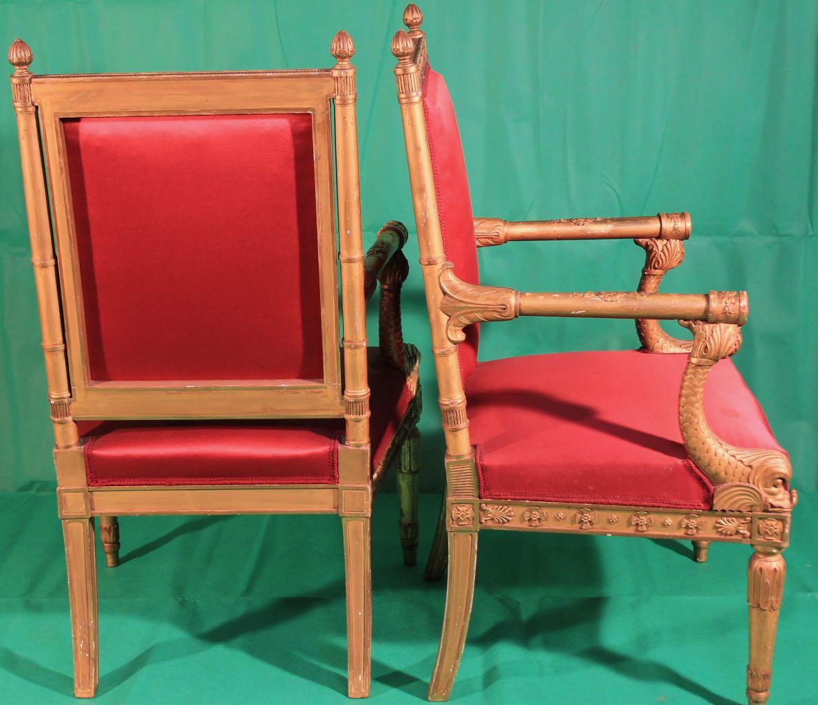19th Century Napoleon III Giltwood French Pair of  Armchairs by Frederic Quignon For Sale 1