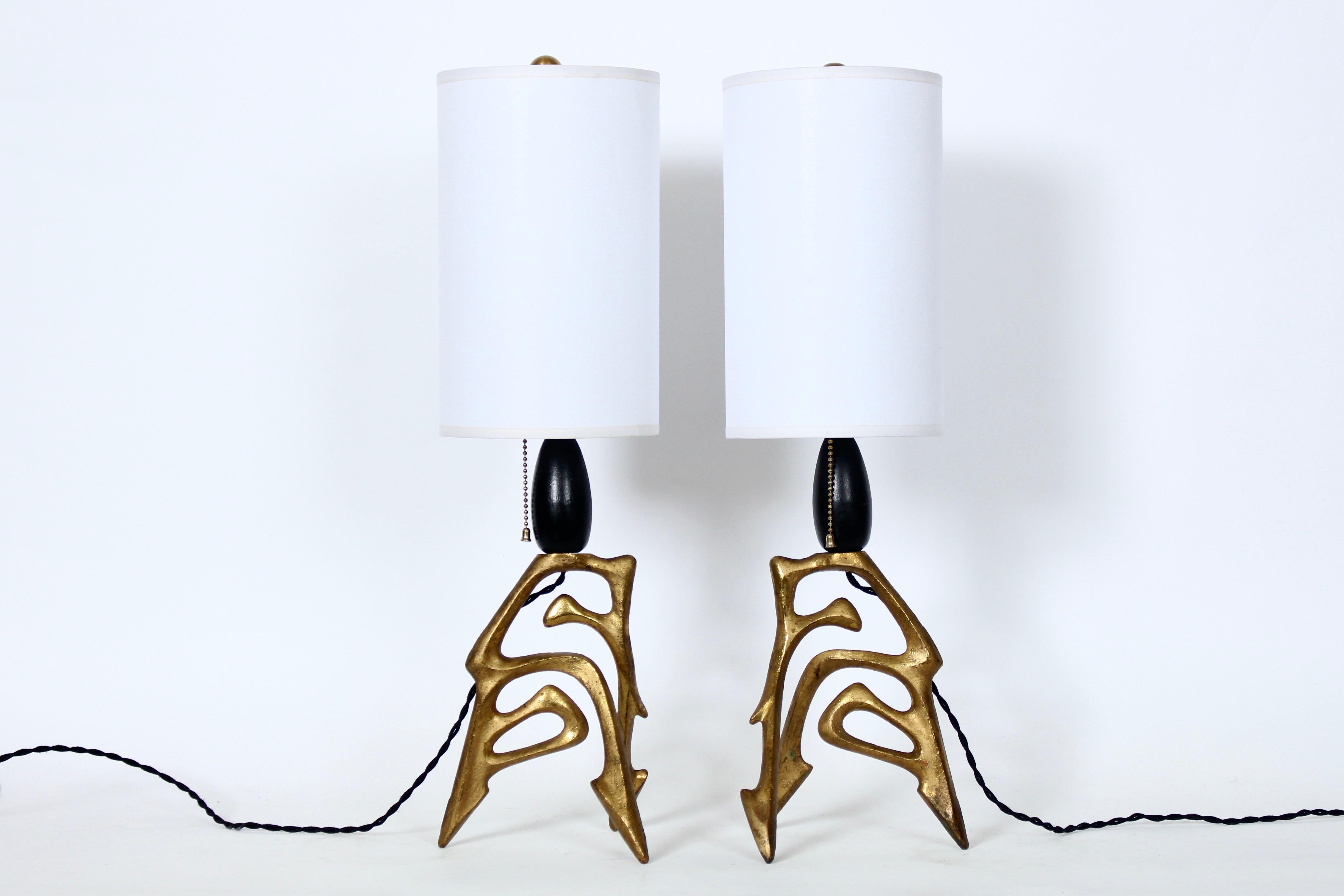 Pair of Frederic Weinberg Abstract Figurative Bronze Table Lamps, C. 1950  For Sale 12