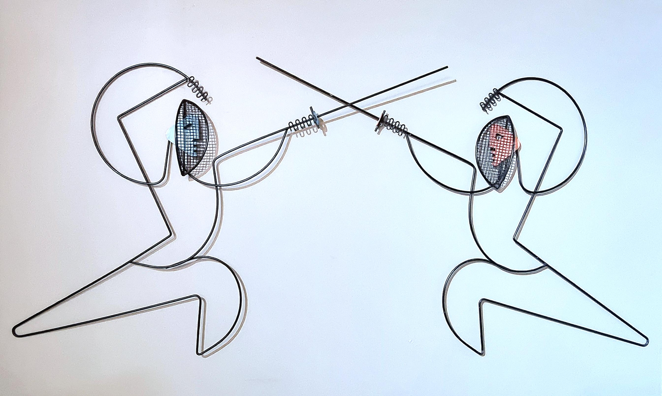 Pair of Frederic Weinberg Fencing Wire Wall Sculptures For Sale 10