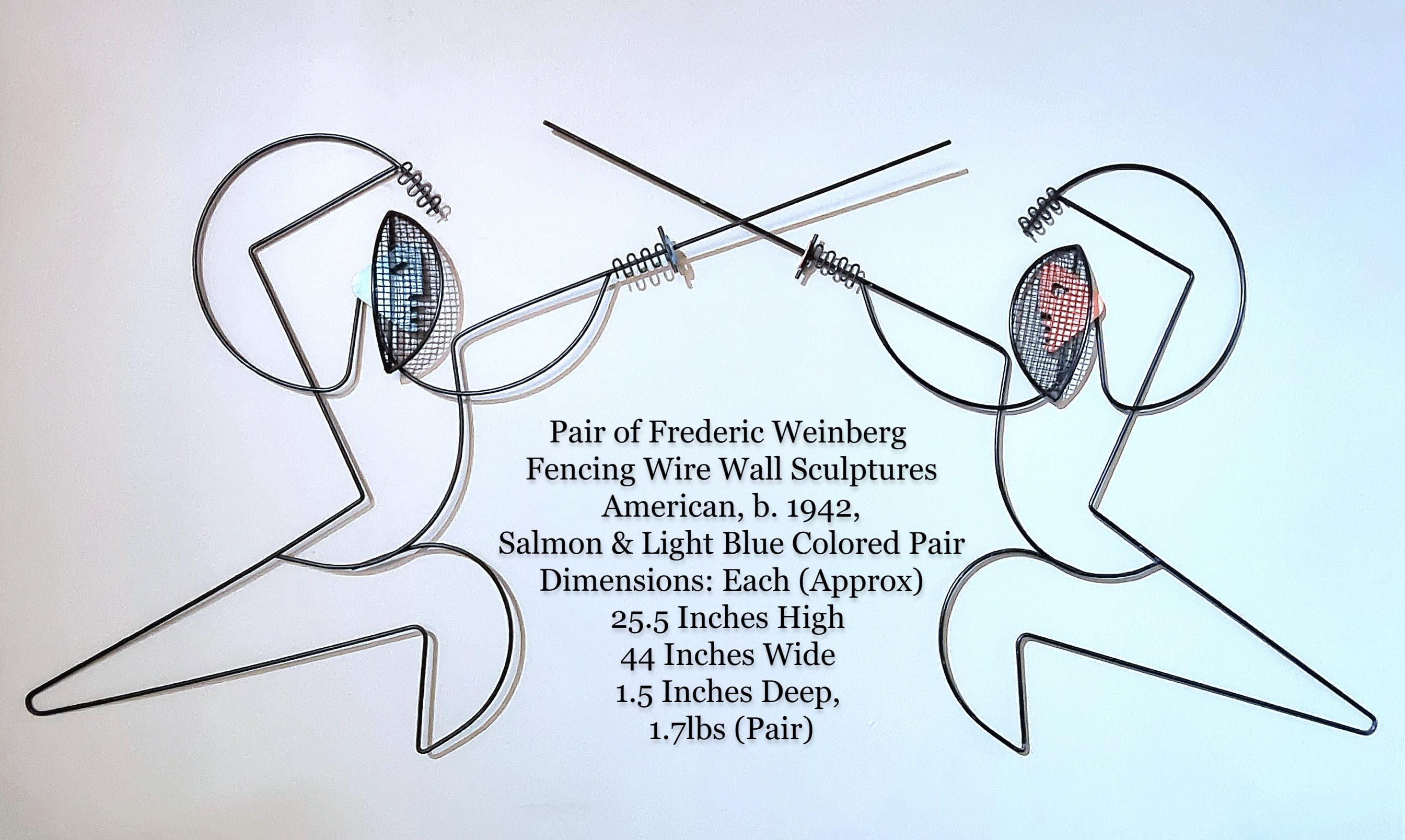Pair of Frederic Weinberg Fencing Wire Wall Sculptures For Sale 11
