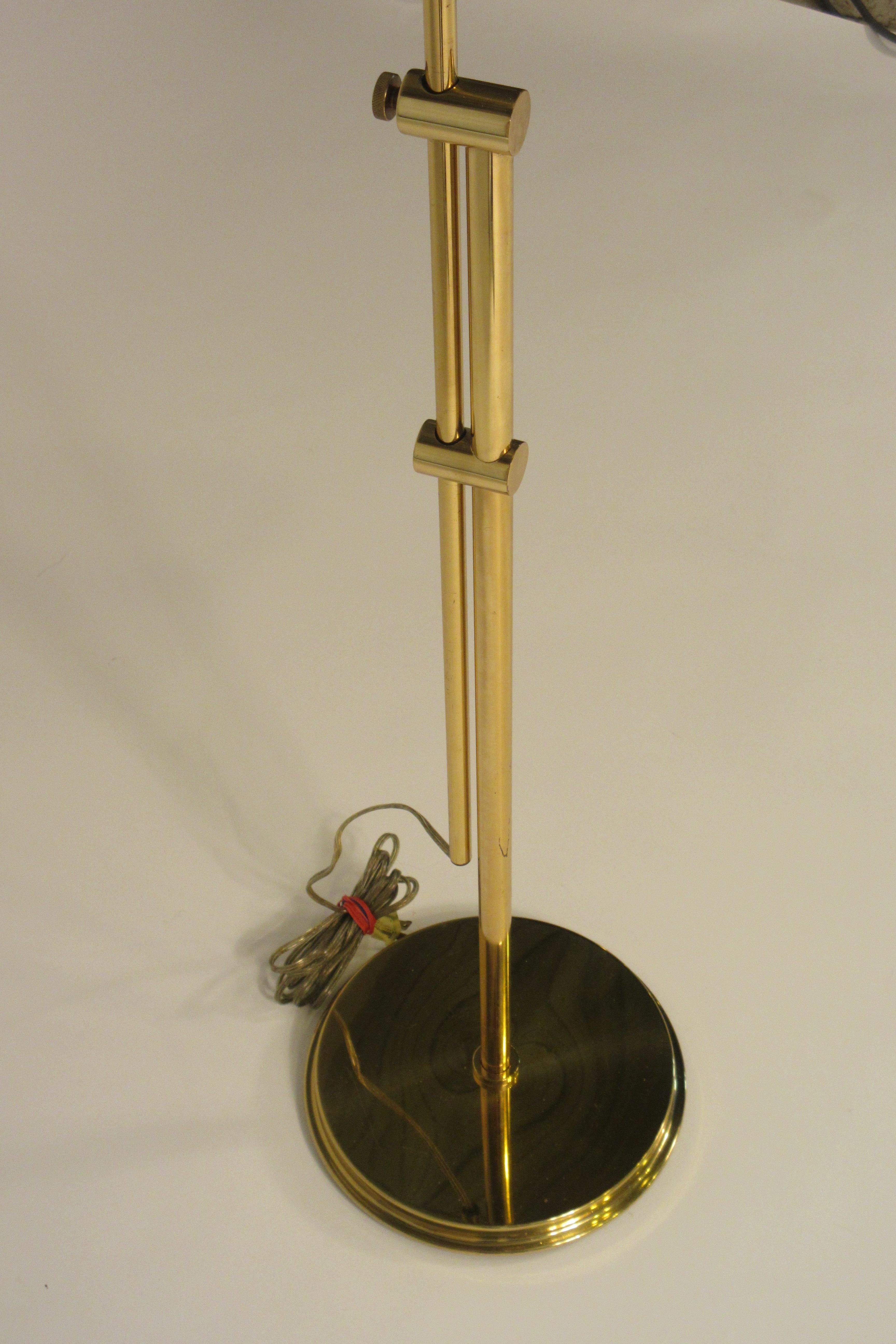 Late 20th Century Pair of Frederick Cooper Adjustable Brass Goose Neck Floor Lamps