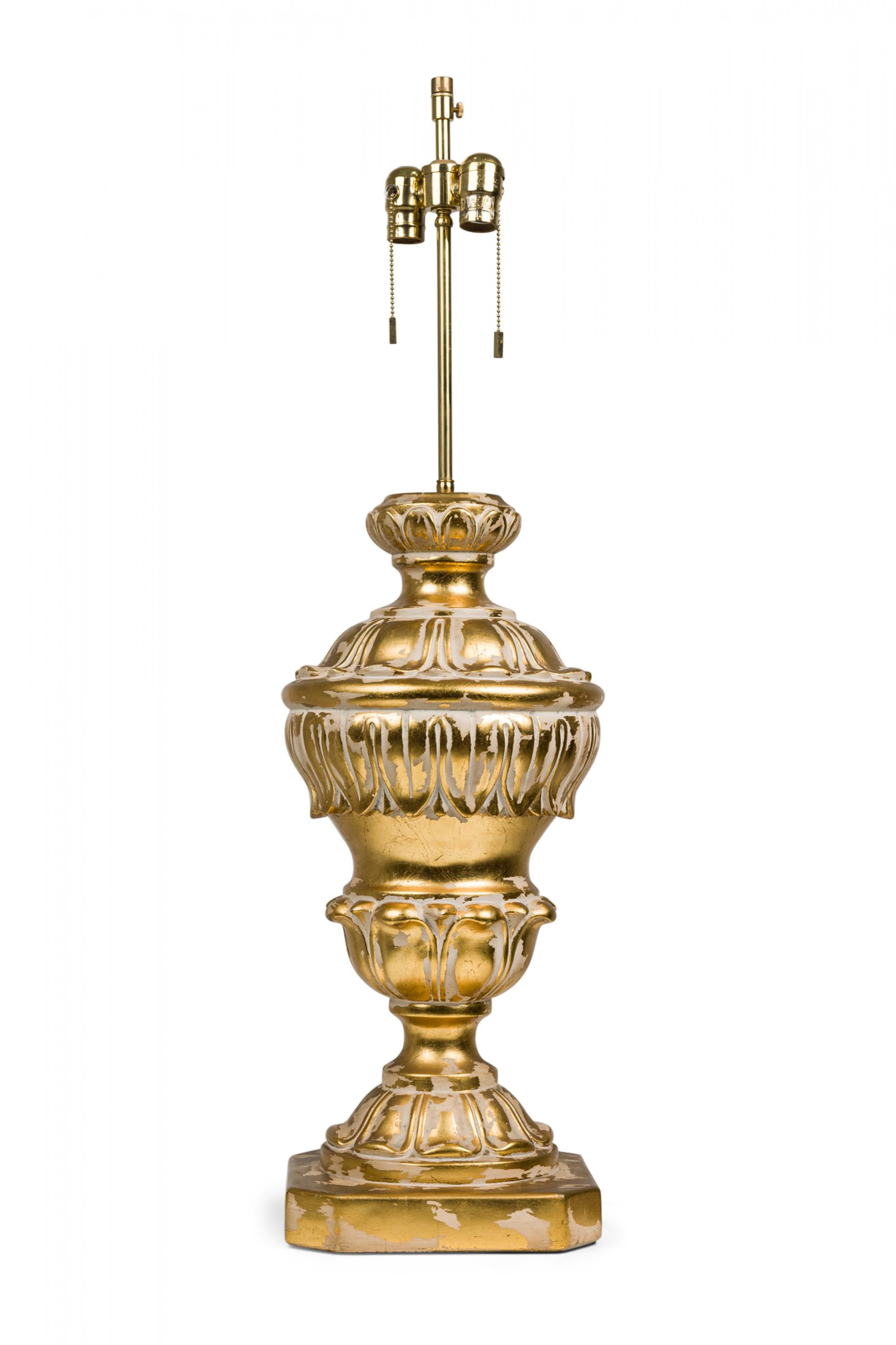 Pair of Frederick Cooper American Plaster Parcel Gilt Baluster Table Lamps For Sale 5