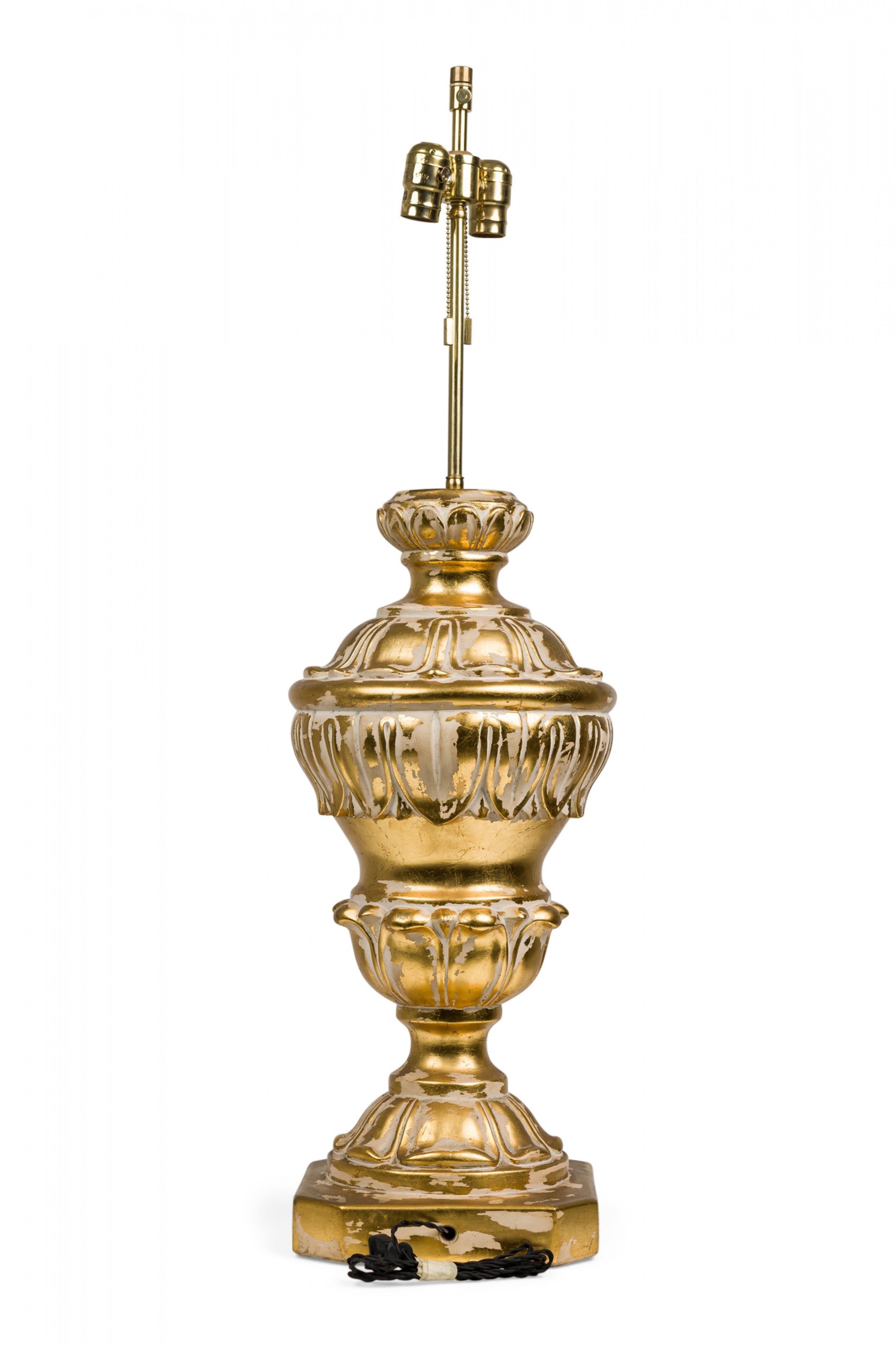 Pair of Frederick Cooper American Plaster Parcel Gilt Baluster Table Lamps In Good Condition For Sale In New York, NY