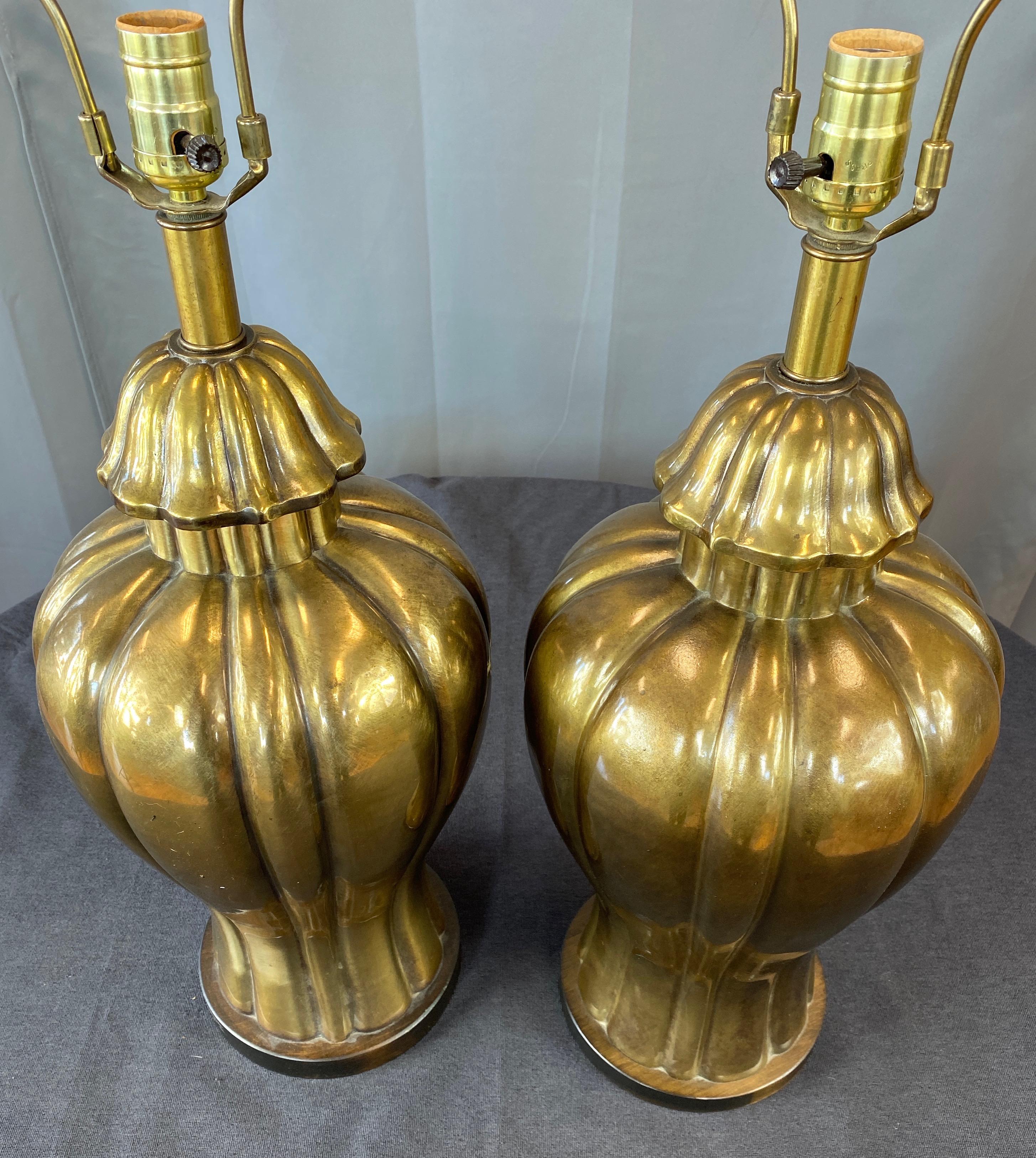 Pair of Frederick Cooper Brass Ginger Jar Table Lamps, 1970 2
