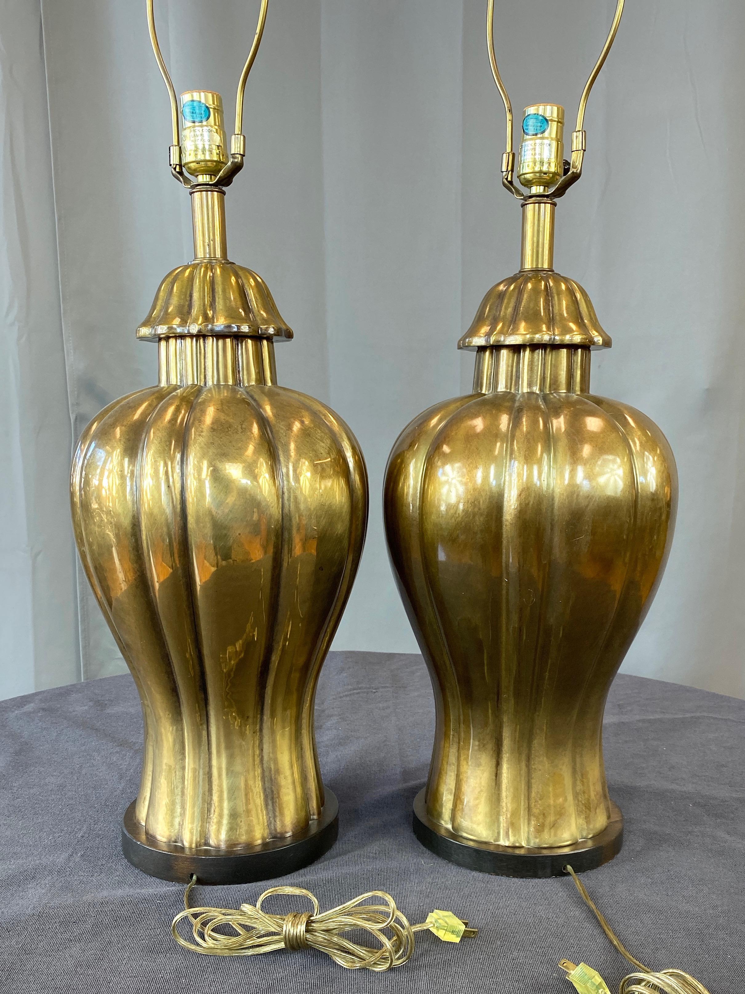 Pair of Frederick Cooper Brass Ginger Jar Table Lamps, 1970 5
