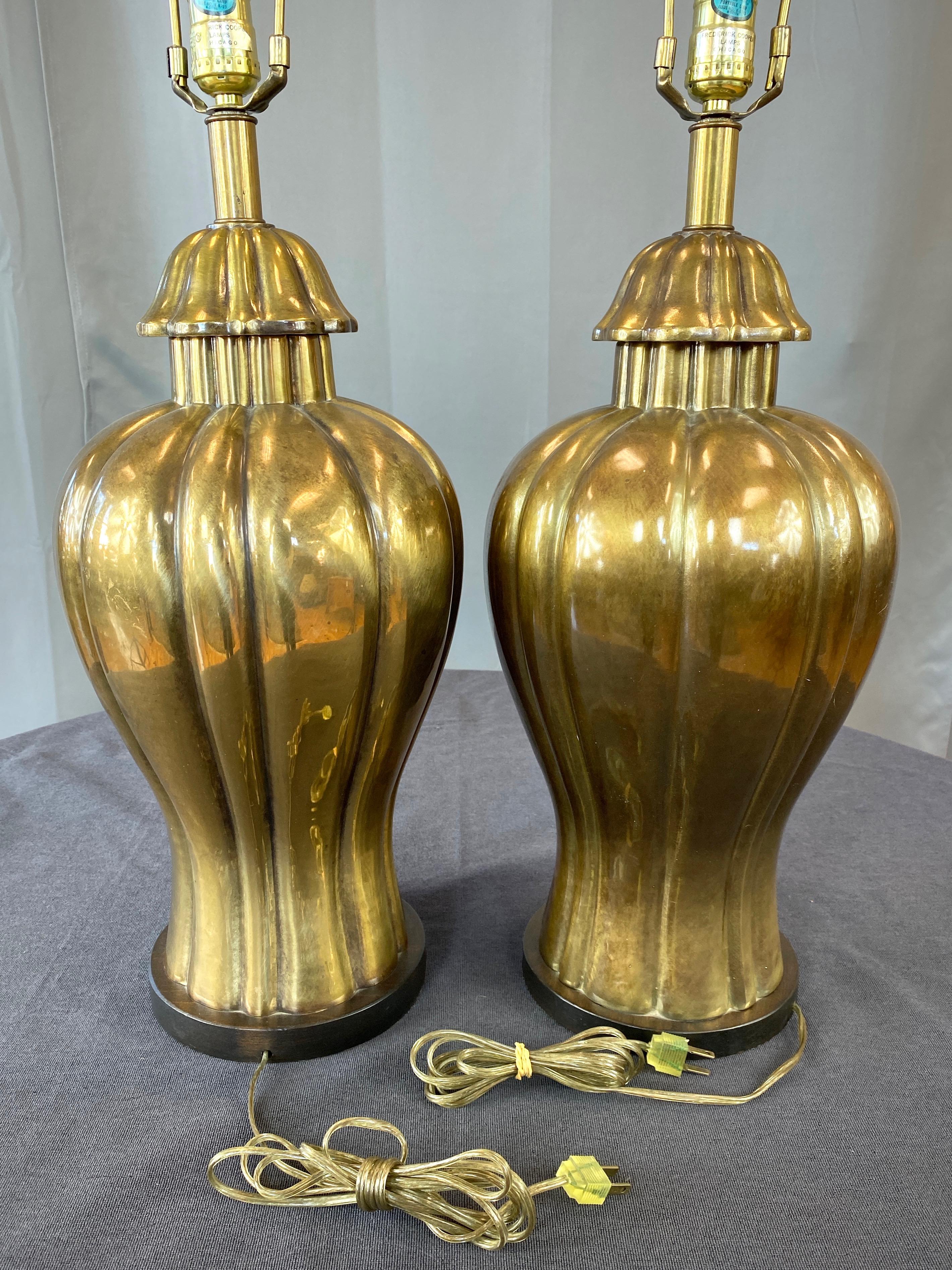 Pair of Frederick Cooper Brass Ginger Jar Table Lamps, 1970 6