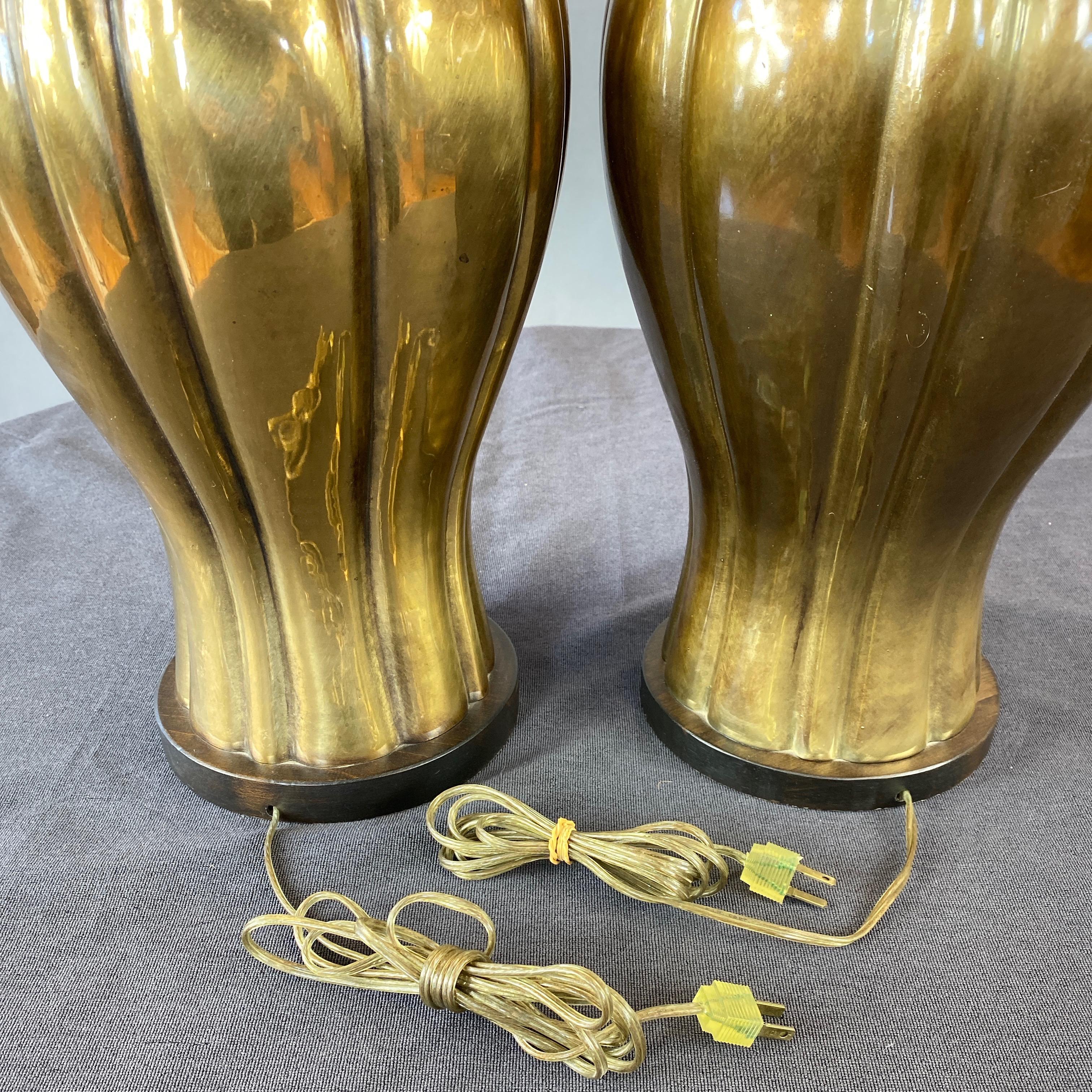 Pair of Frederick Cooper Brass Ginger Jar Table Lamps, 1970 7