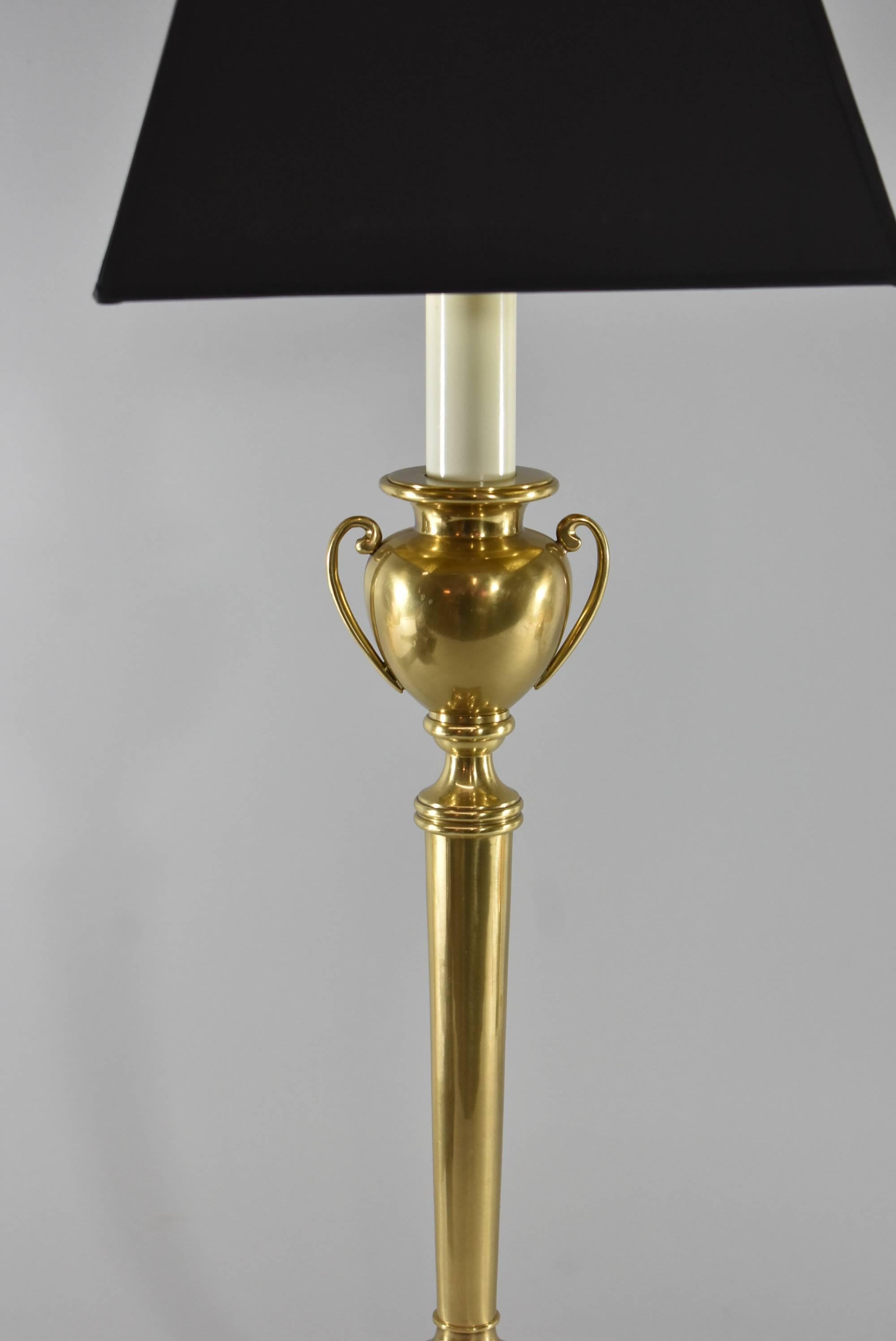 Mid-Century Modern Pair of Frederick Cooper Brass Urn Form Table Lamps