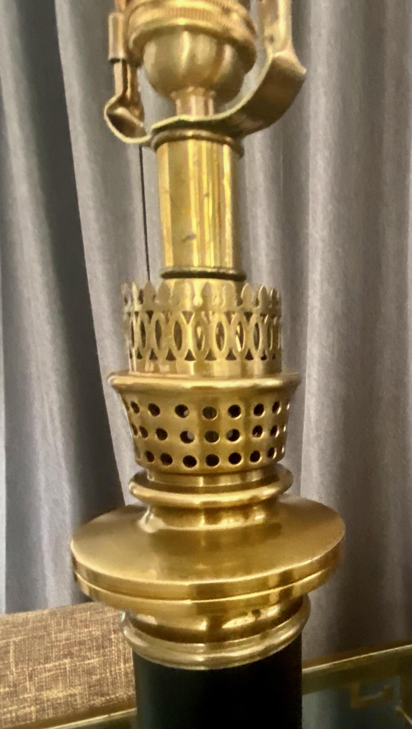 Pair of Frederick Cooper Column Brass Table Lamps For Sale 11