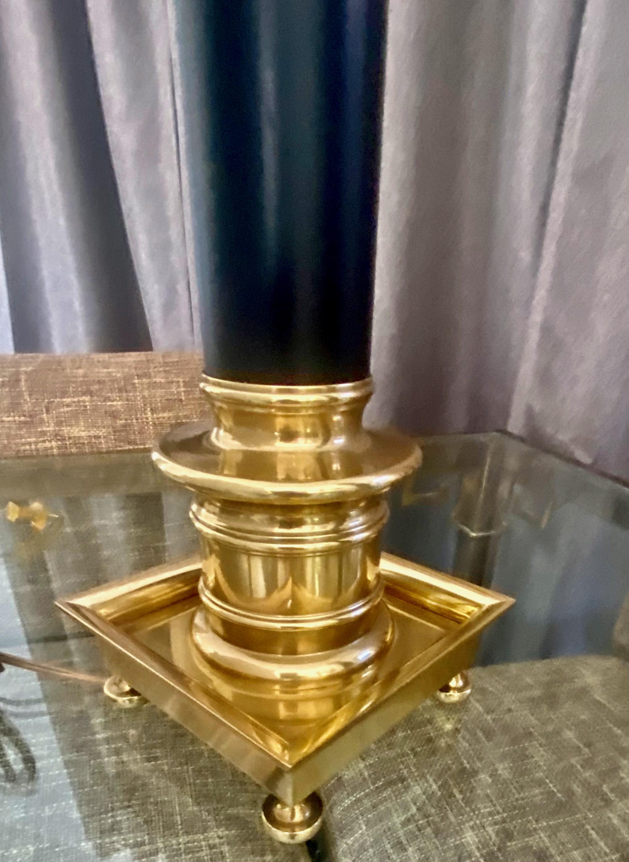 Pair of Frederick Cooper Column Brass Table Lamps For Sale 12