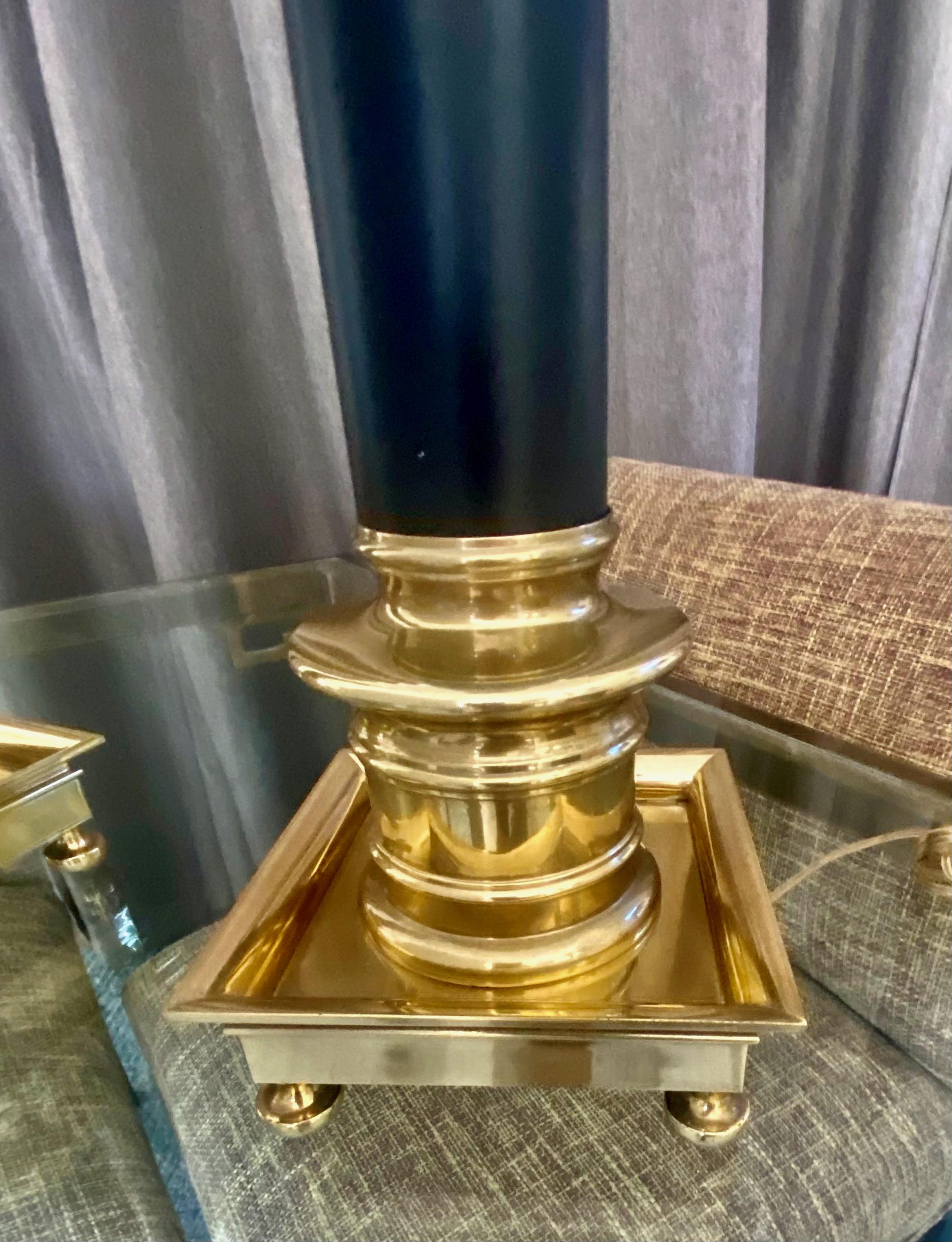 Pair of Frederick Cooper Column Brass Table Lamps For Sale 13