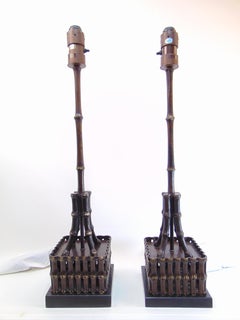 Pair of Frederick Cooper Faux Bamboo Outdoor Table Lamps