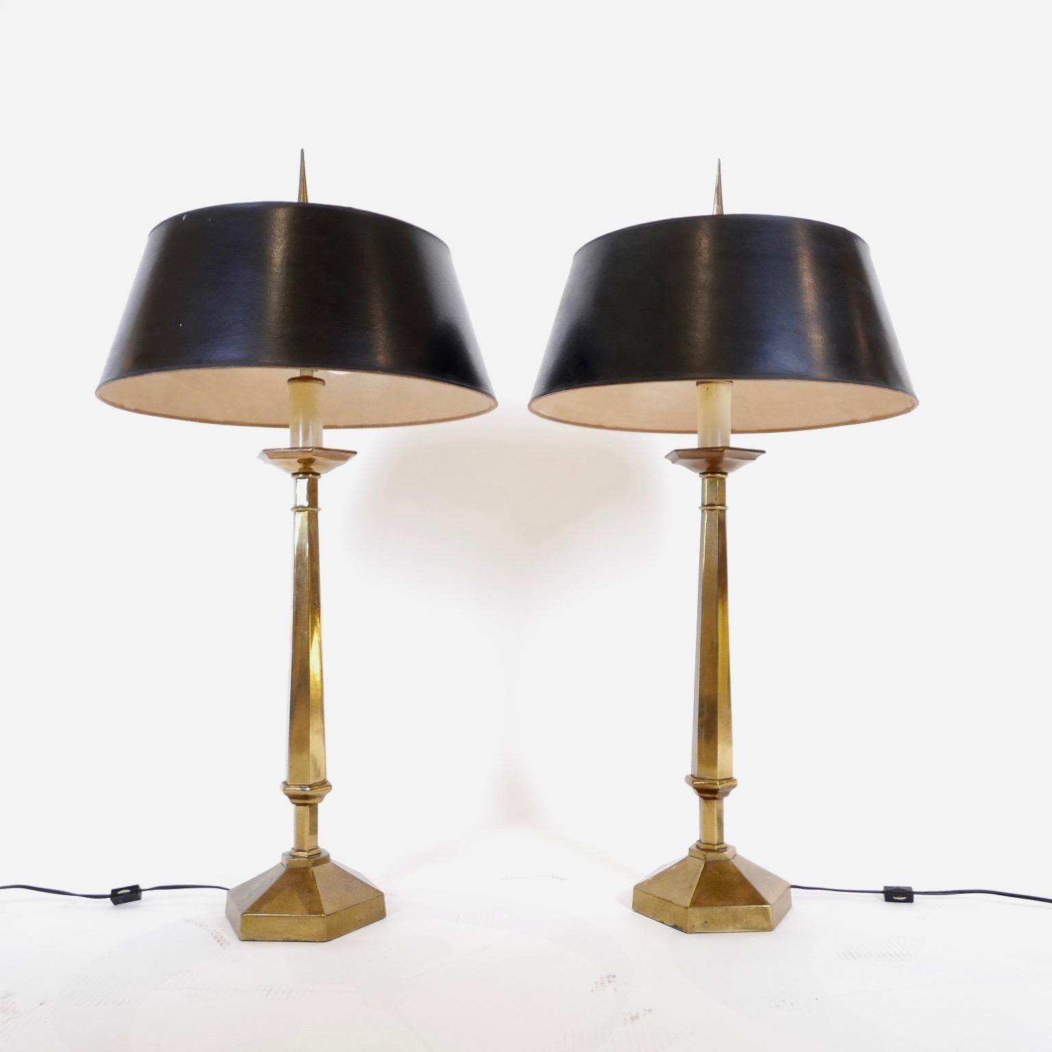 Pair of Frederick Cooper for Tyndale Decorative Brass Lamps with Finials, 1950s 8
