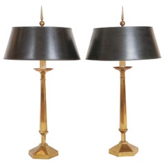 Vintage Pair of Frederick Cooper for Tyndale Decorative Brass Lamps with Finials, 1950s
