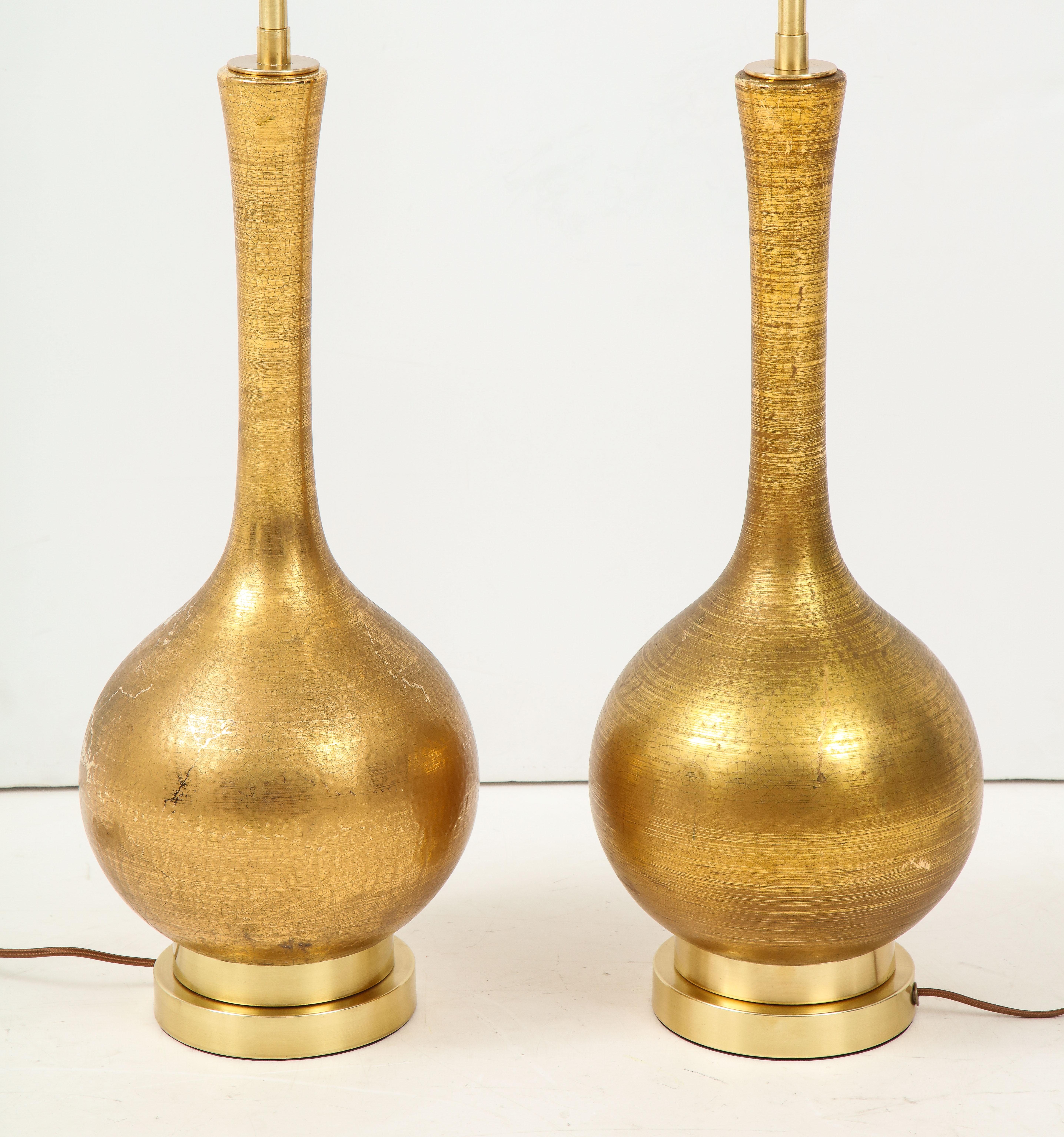 American Pair of Frederick Cooper Gold Ceramic Lamps
