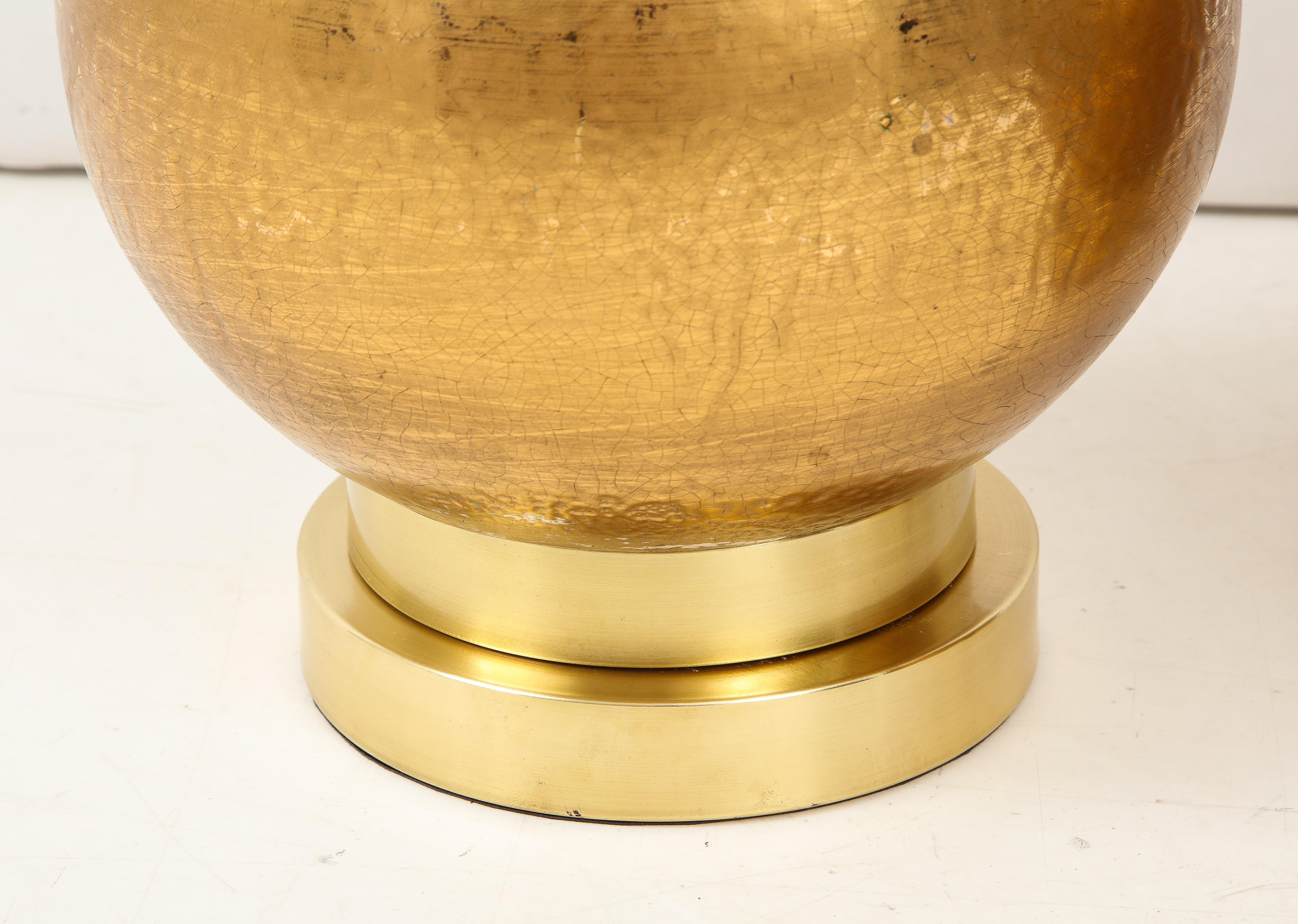 Pair of Frederick Cooper Gold Ceramic Lamps 3