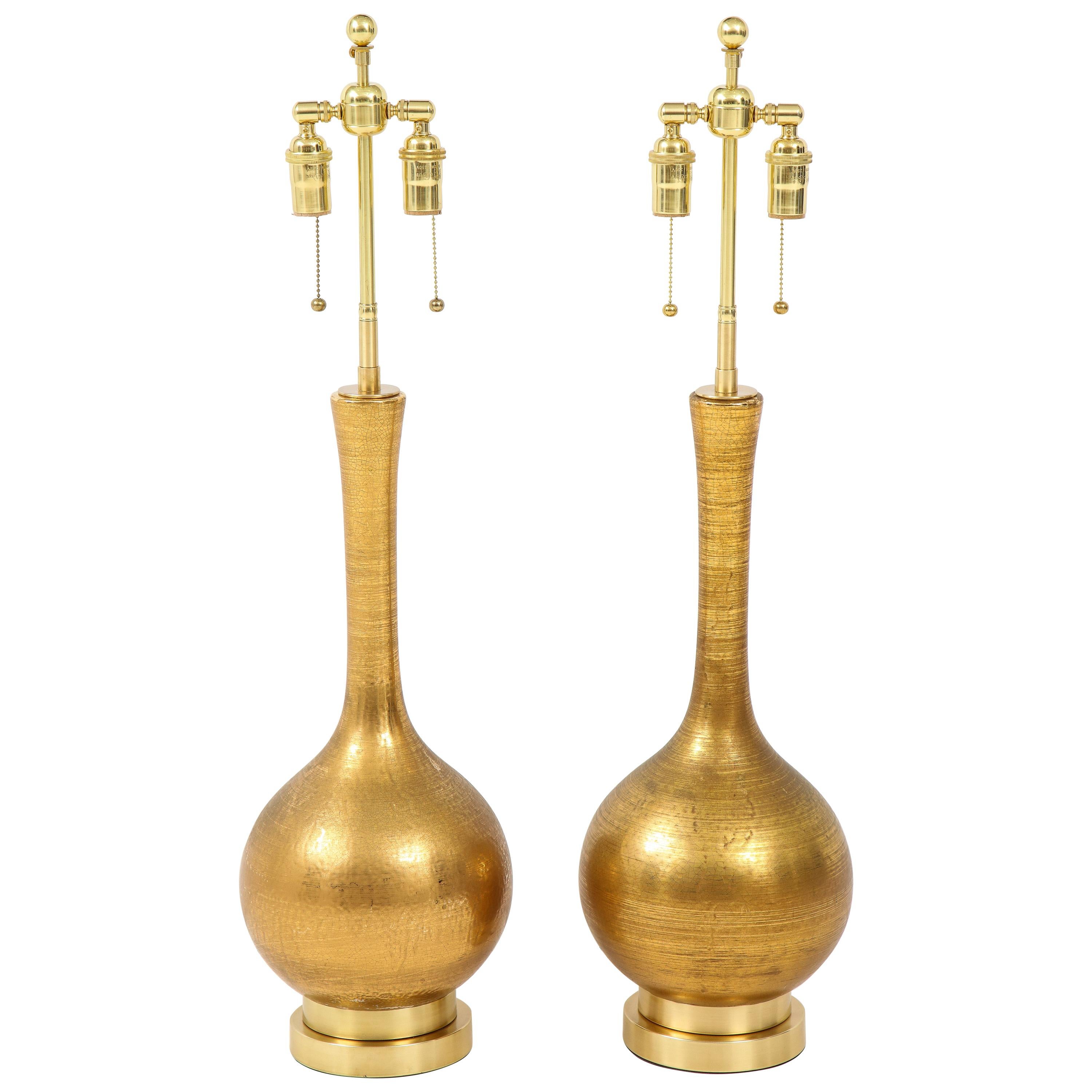 Pair of Frederick Cooper Gold Ceramic Lamps