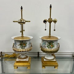 Pair of Frederick Cooper Hand-Painted Porcelain Table Lamps 20th c
