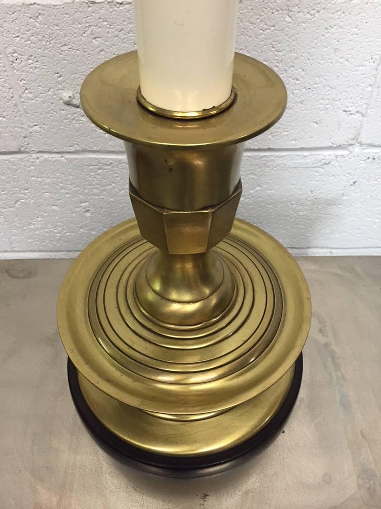 Pair of Frederick Cooper Long Stem Brass Lamps In Good Condition For Sale In New York, NY