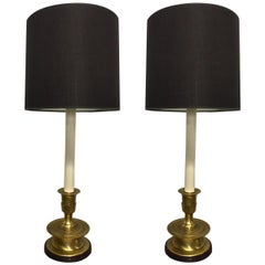 Pair of Frederick Cooper Long Stem Brass Lamps