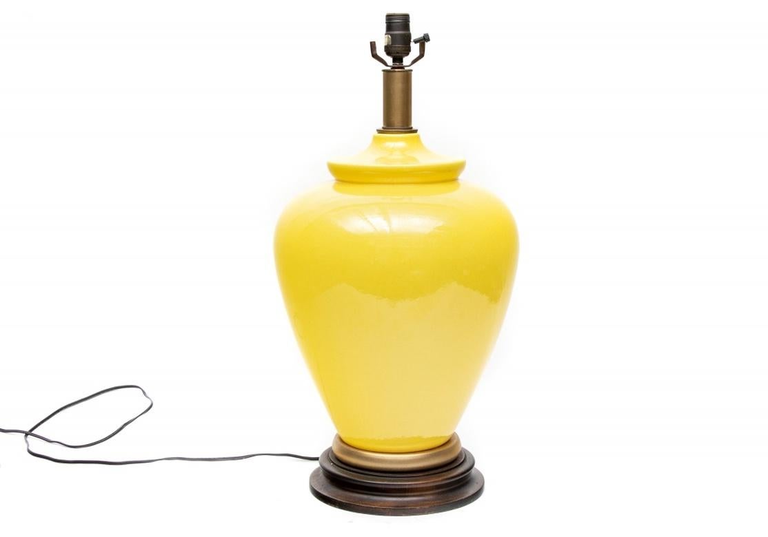  Pair Of Frederick Cooper Yellow Glazed Ceramic Table Lamps In Good Condition In Bridgeport, CT
