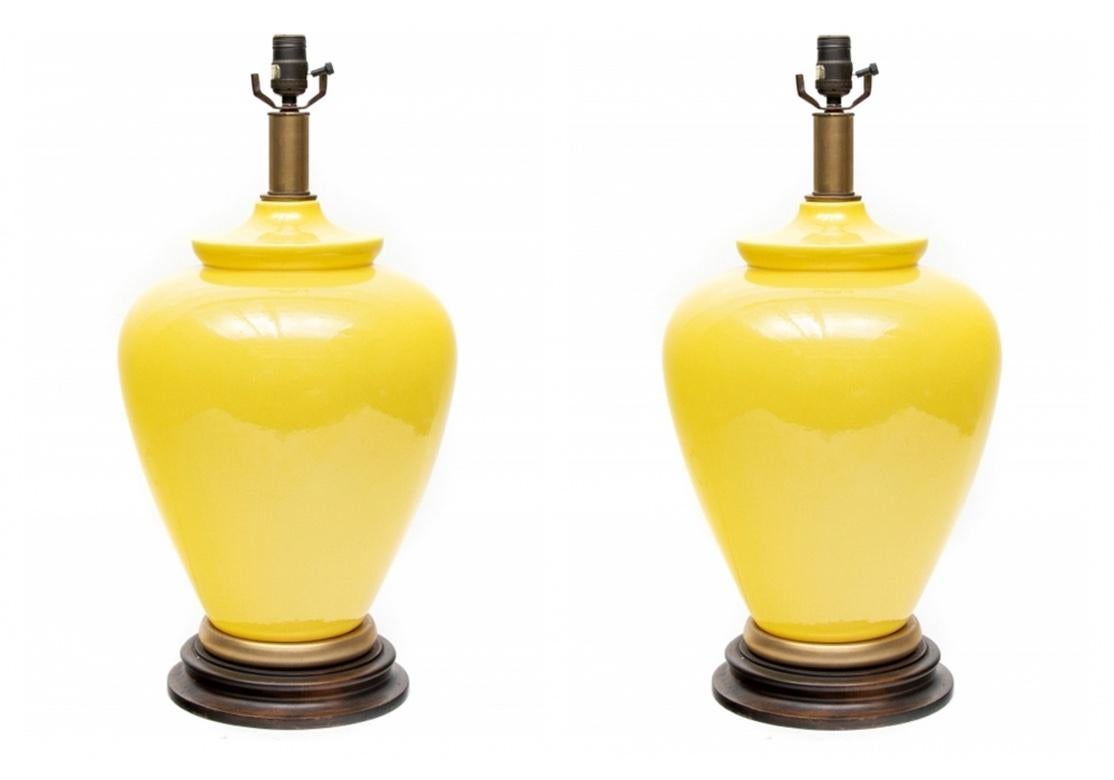 20th Century  Pair Of Frederick Cooper Yellow Glazed Ceramic Table Lamps