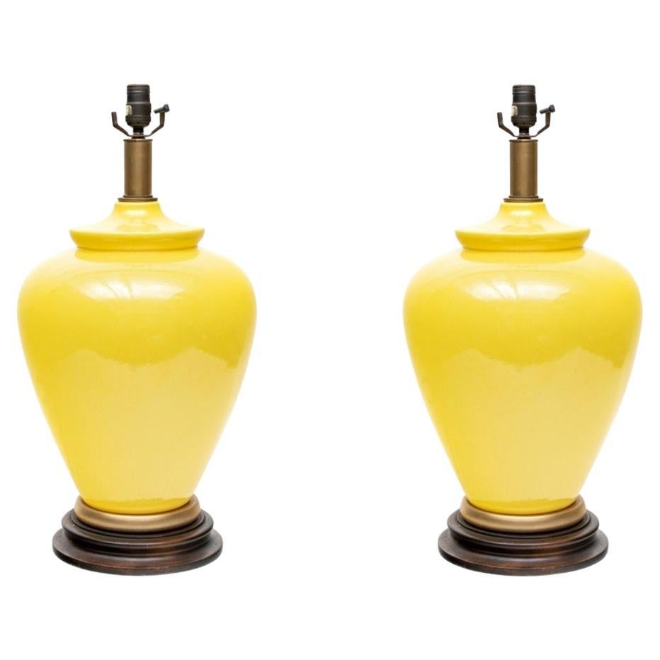  Pair Of Frederick Cooper Yellow Glazed Ceramic Table Lamps