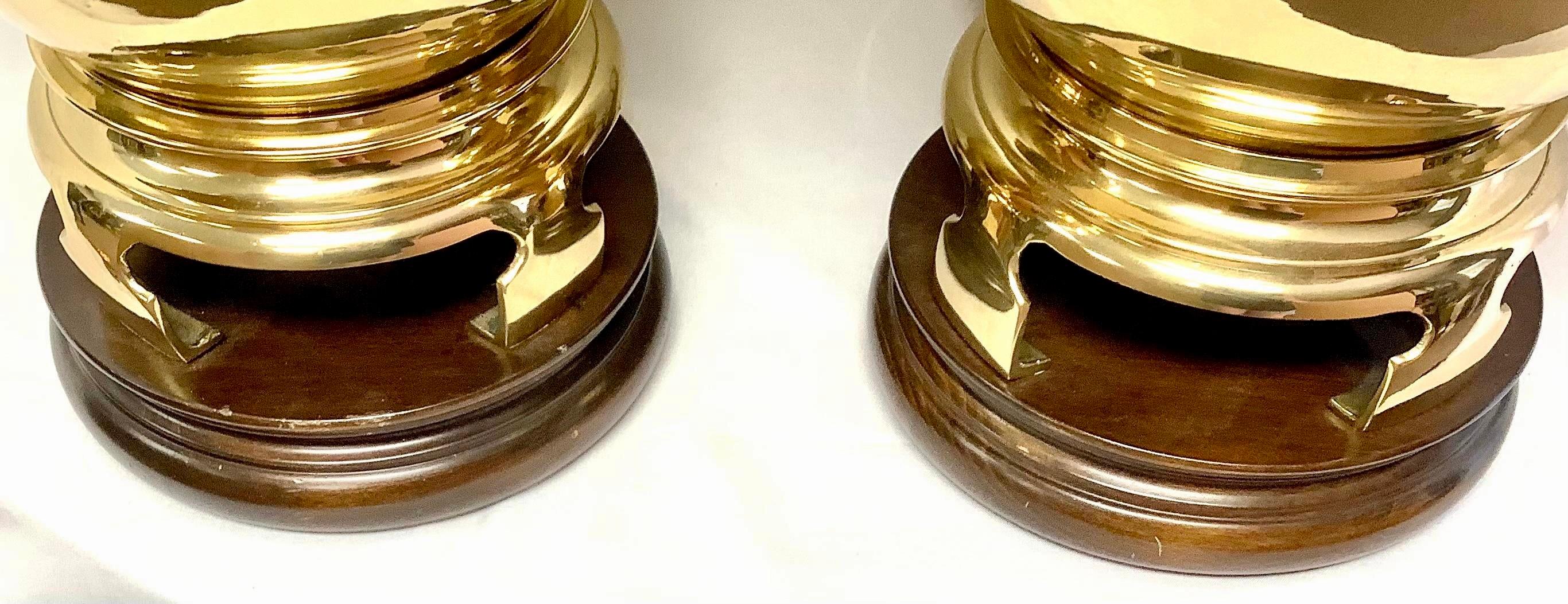 Pair of Fredrick Cooper Hollywood Regency Brass Lamps In Good Condition For Sale In Bradenton, FL