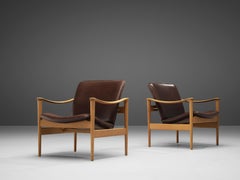 Pair of Fredrik A. Kayser Easy Chairs in Oak