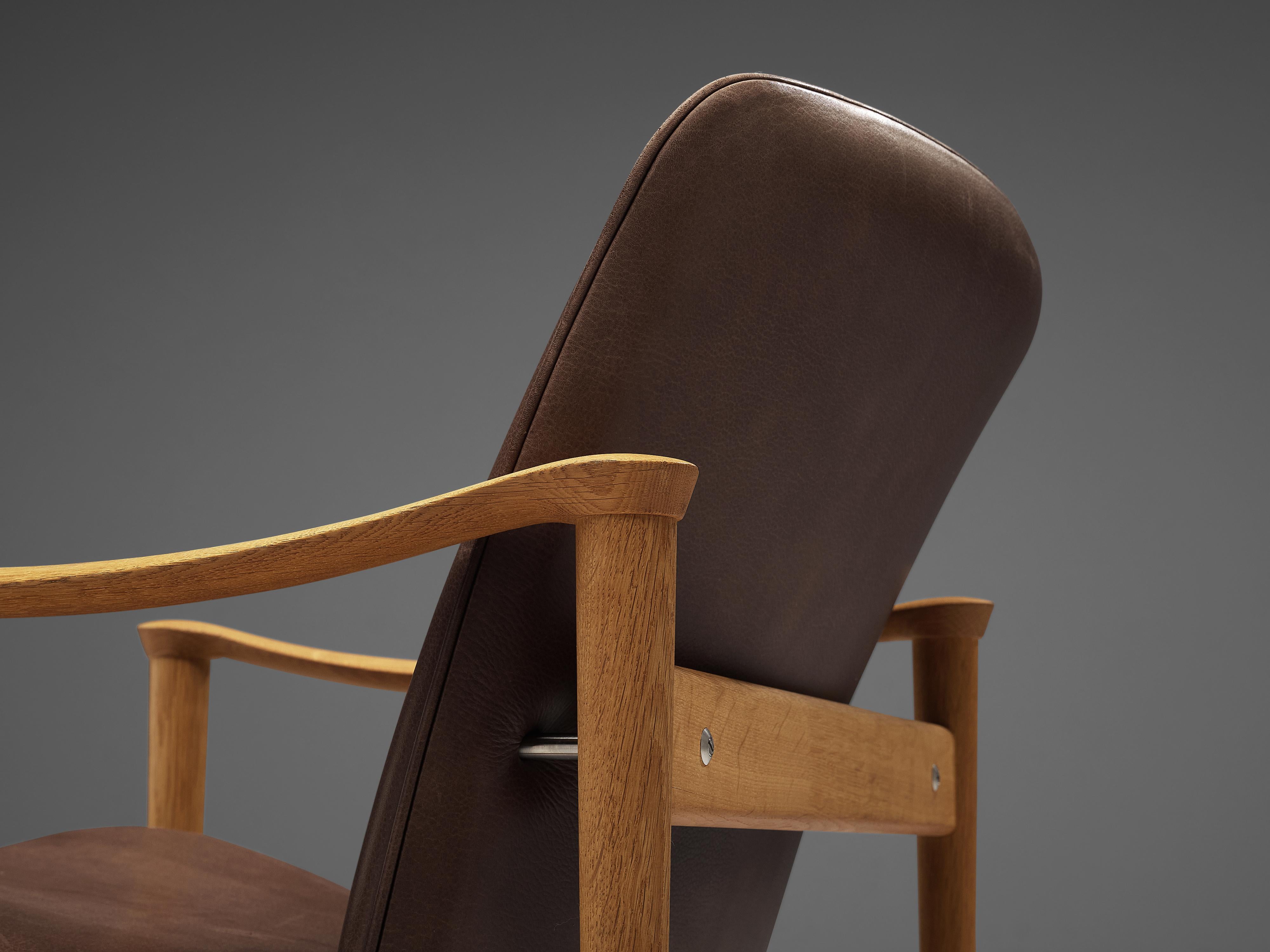 Scandinavian Modern Pair of Fredrik A. Kayser Easy Chairs in Oak