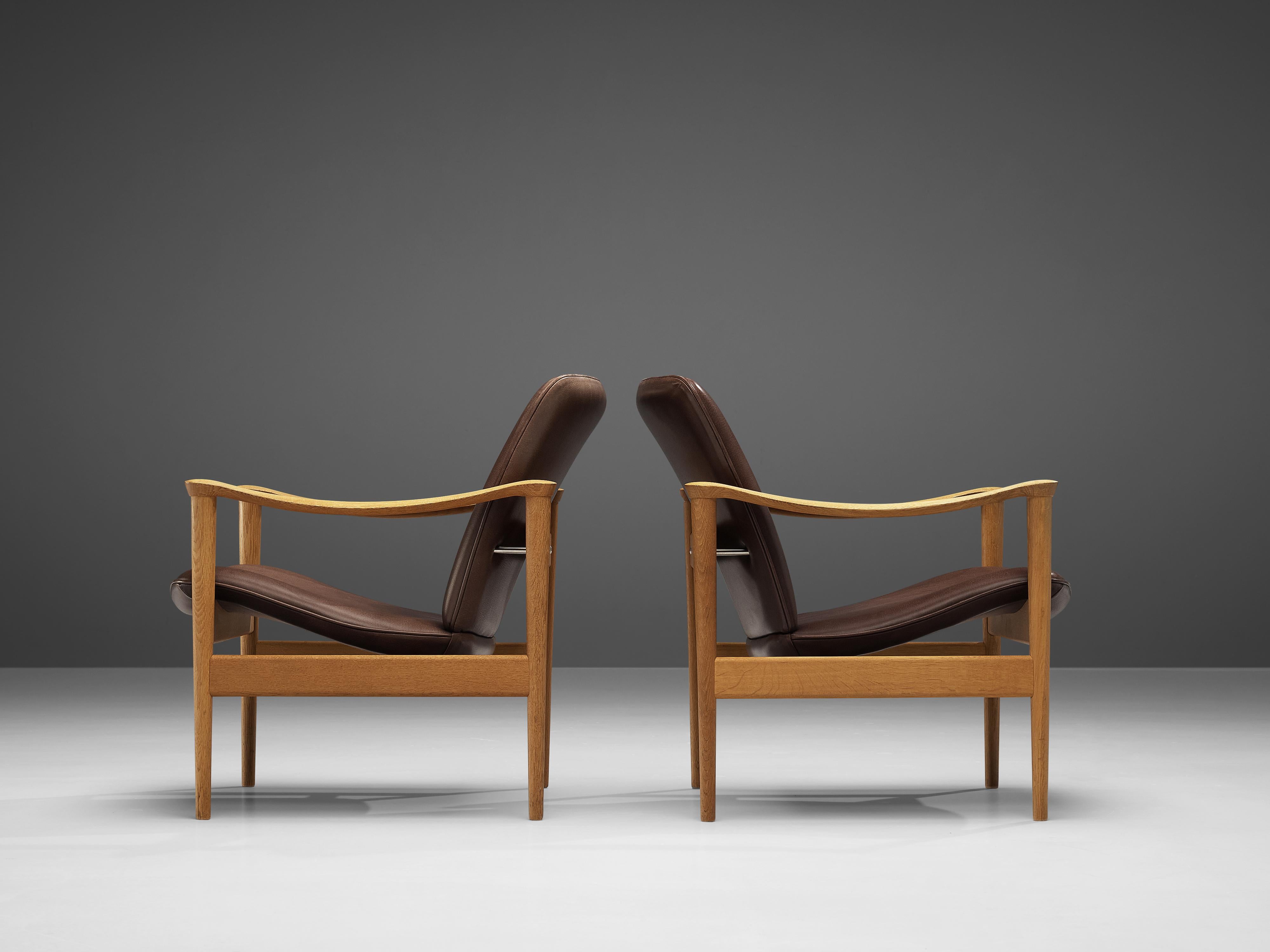 Pair of Fredrik A. Kayser Easy Chairs in Oak 1