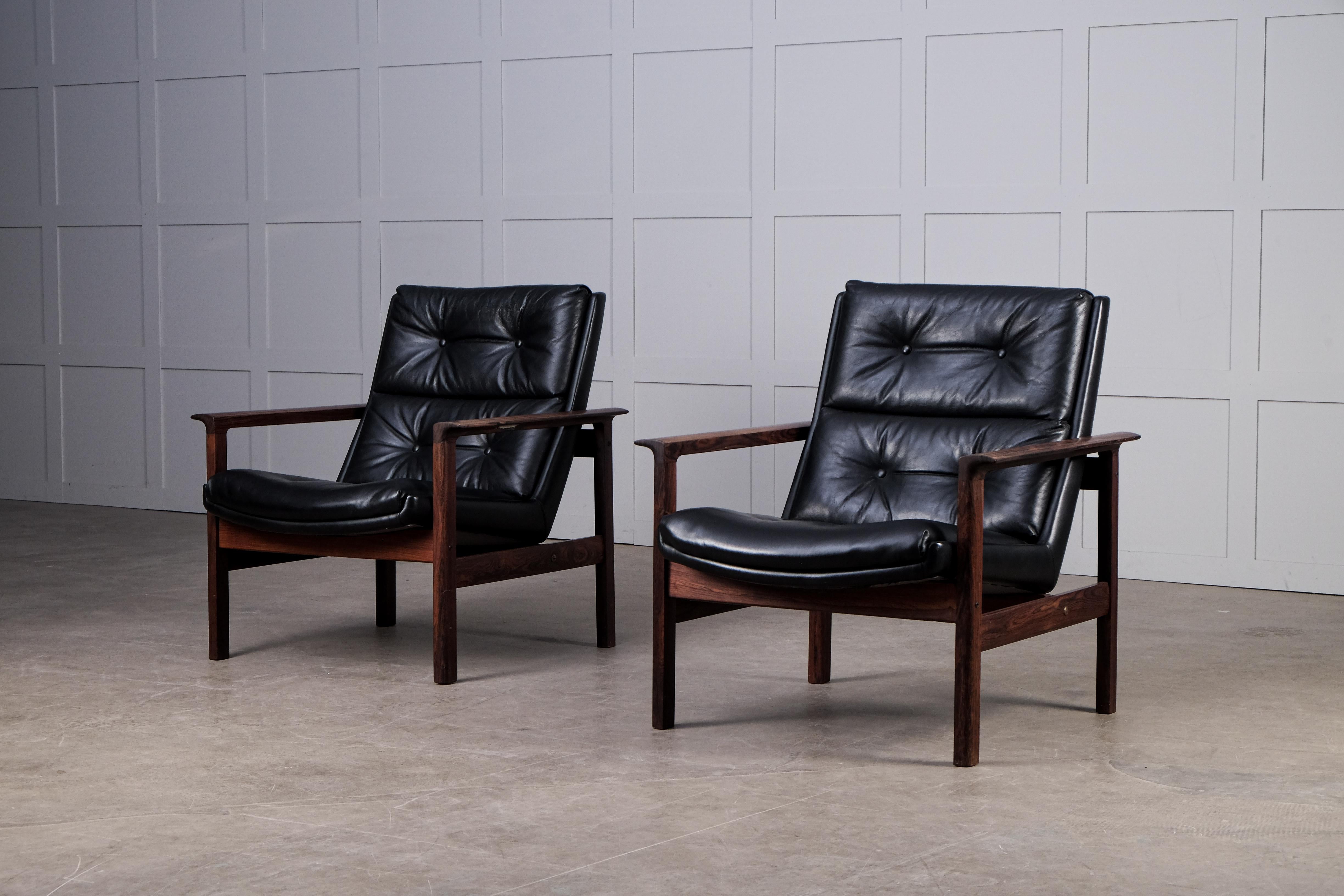 Pair of Fredrik Kayser Easy Chairs for Vatne Møbler, Norway, 1960s 1