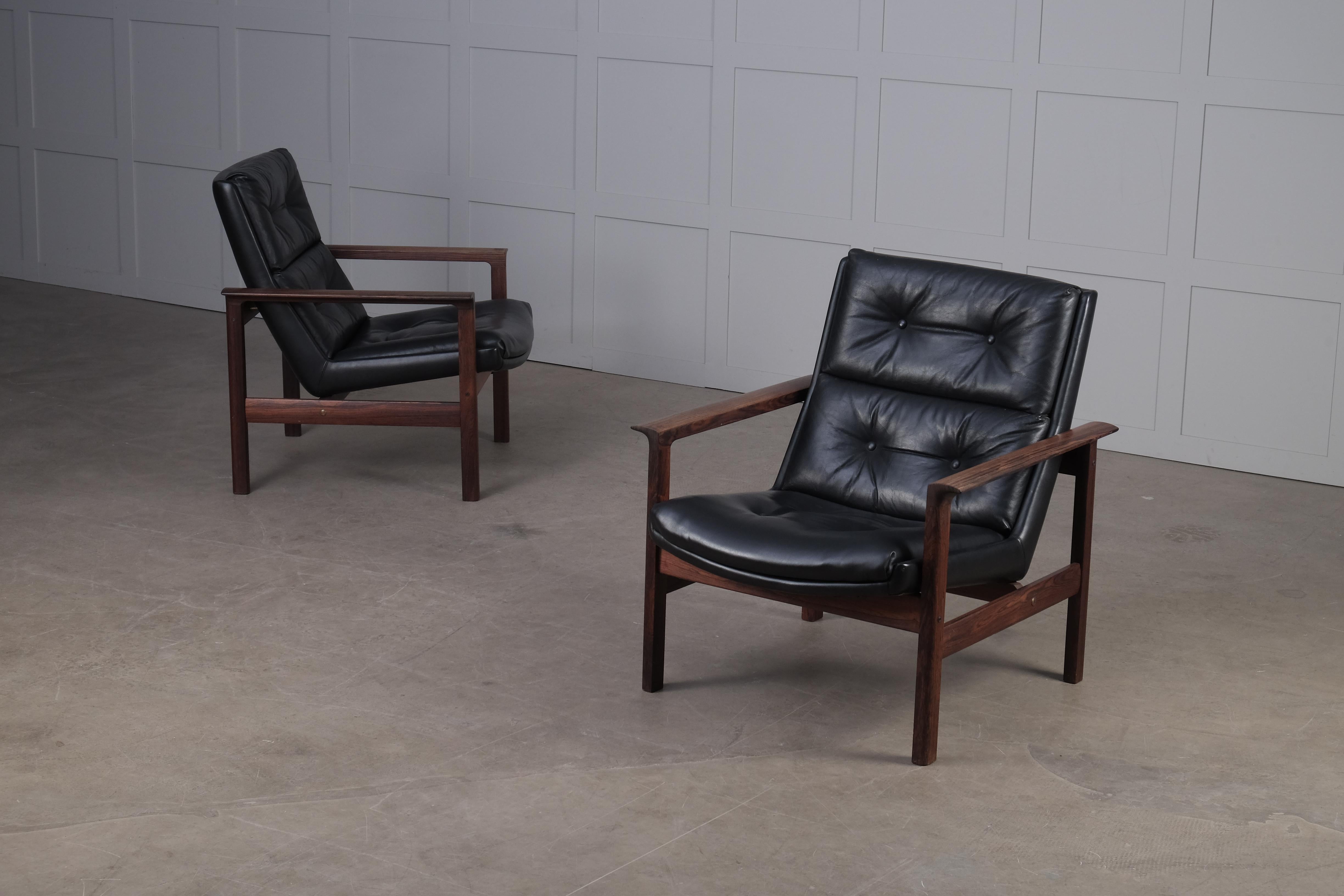 Pair of Fredrik Kayser Easy Chairs for Vatne Møbler, Norway, 1960s 6