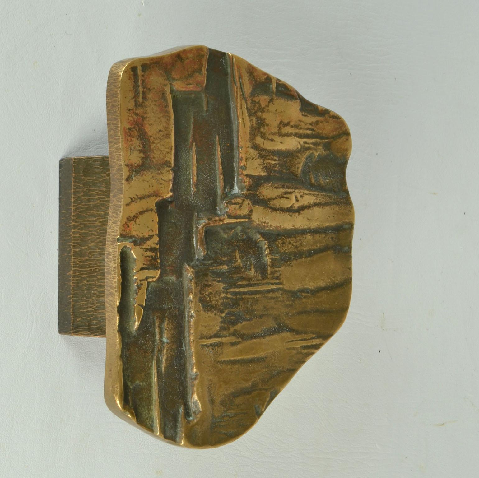 Large Architectural Pair of Bronze Push Pull Door Handles with Abstract ...