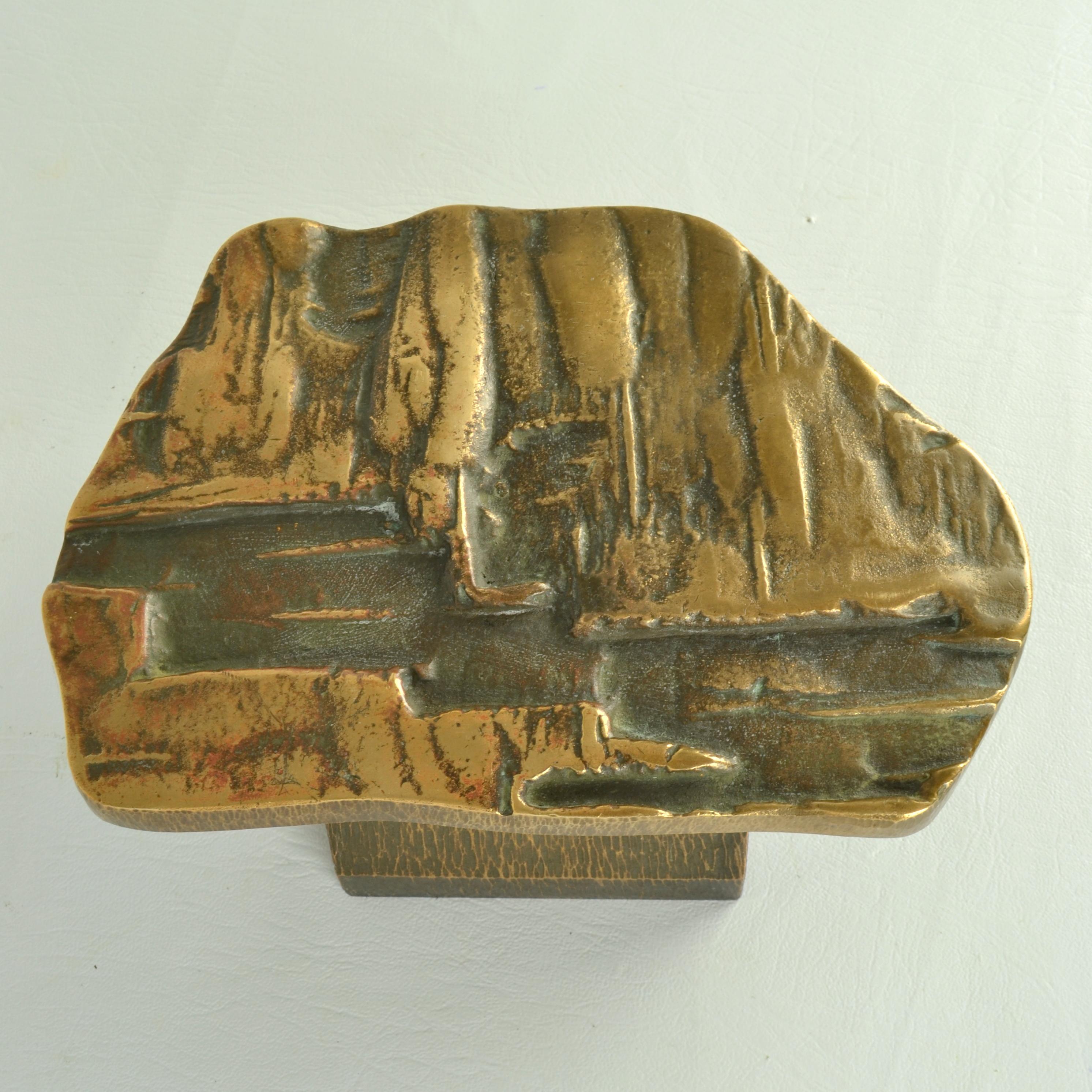 Large Architectural Pair of Bronze Push Pull Door Handles with Abstract ...