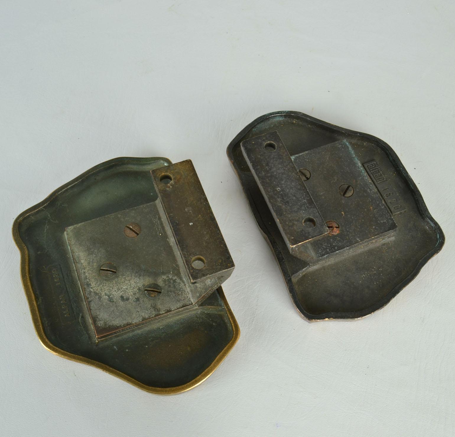 Large Architectural Pair of Bronze Push Pull Door Handles with Abstract ...
