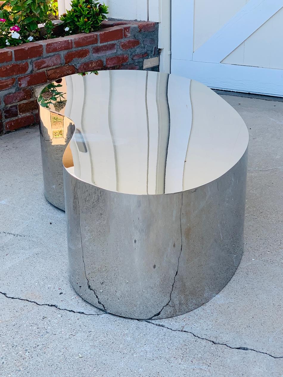 Pair of Free-Form Coffee Tables in Stainless Steel 8