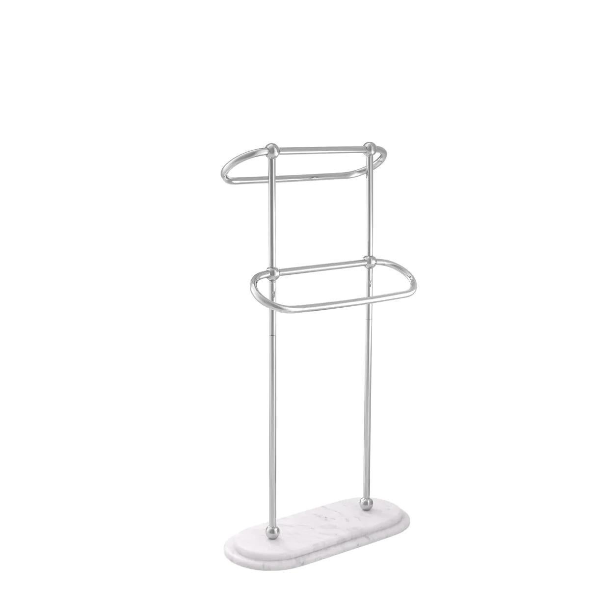 Pair of free-standing towel rails, model S, polished stainless steel, white marble base.

Keep your bathroom tidy with this free-standing towel rail.
Made from white marble and polished stainless steel, it provides the perfect storage space for your